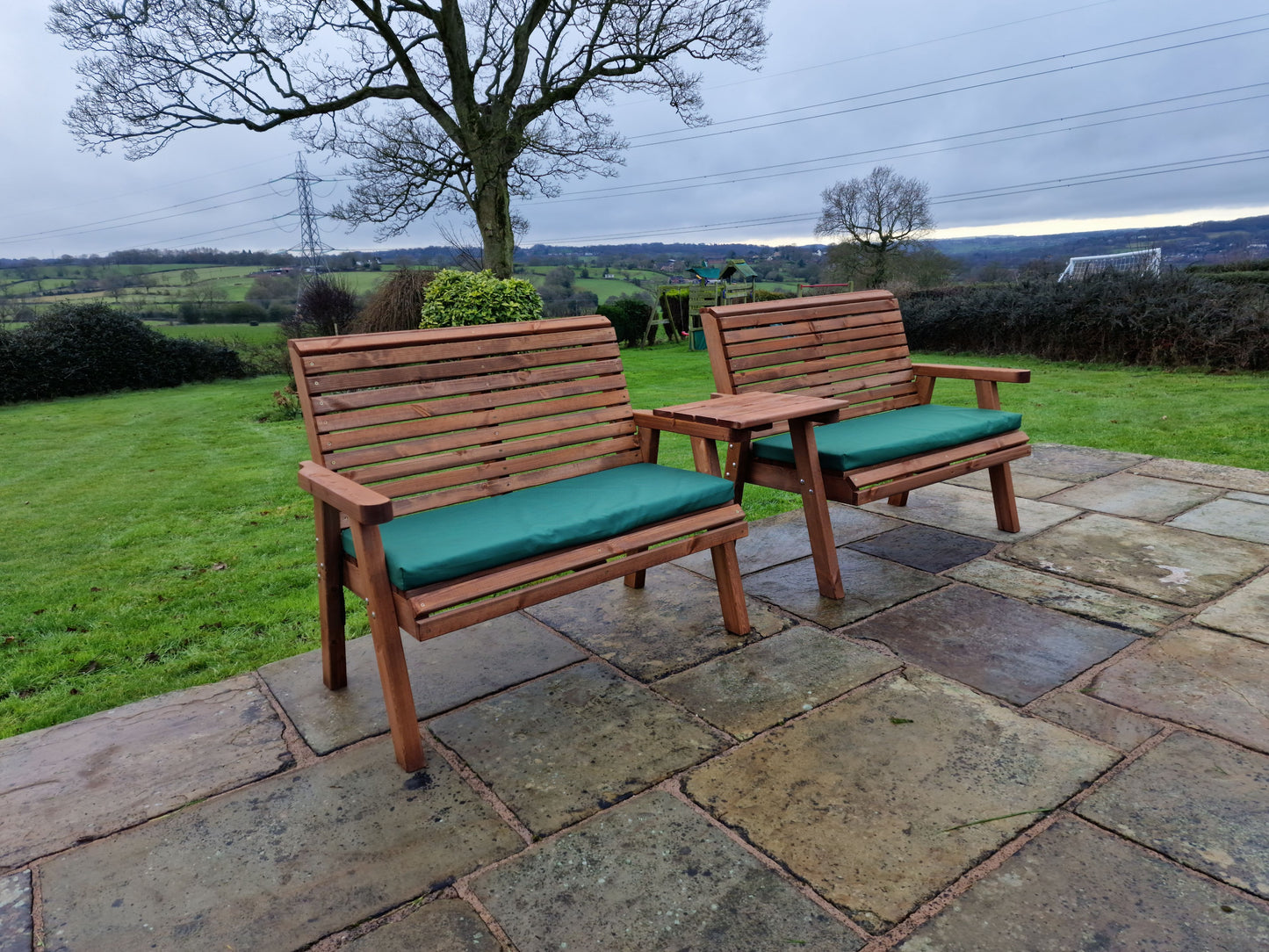 Classic Redwood 4 Seat Set 2 x Benches - Straight Tray