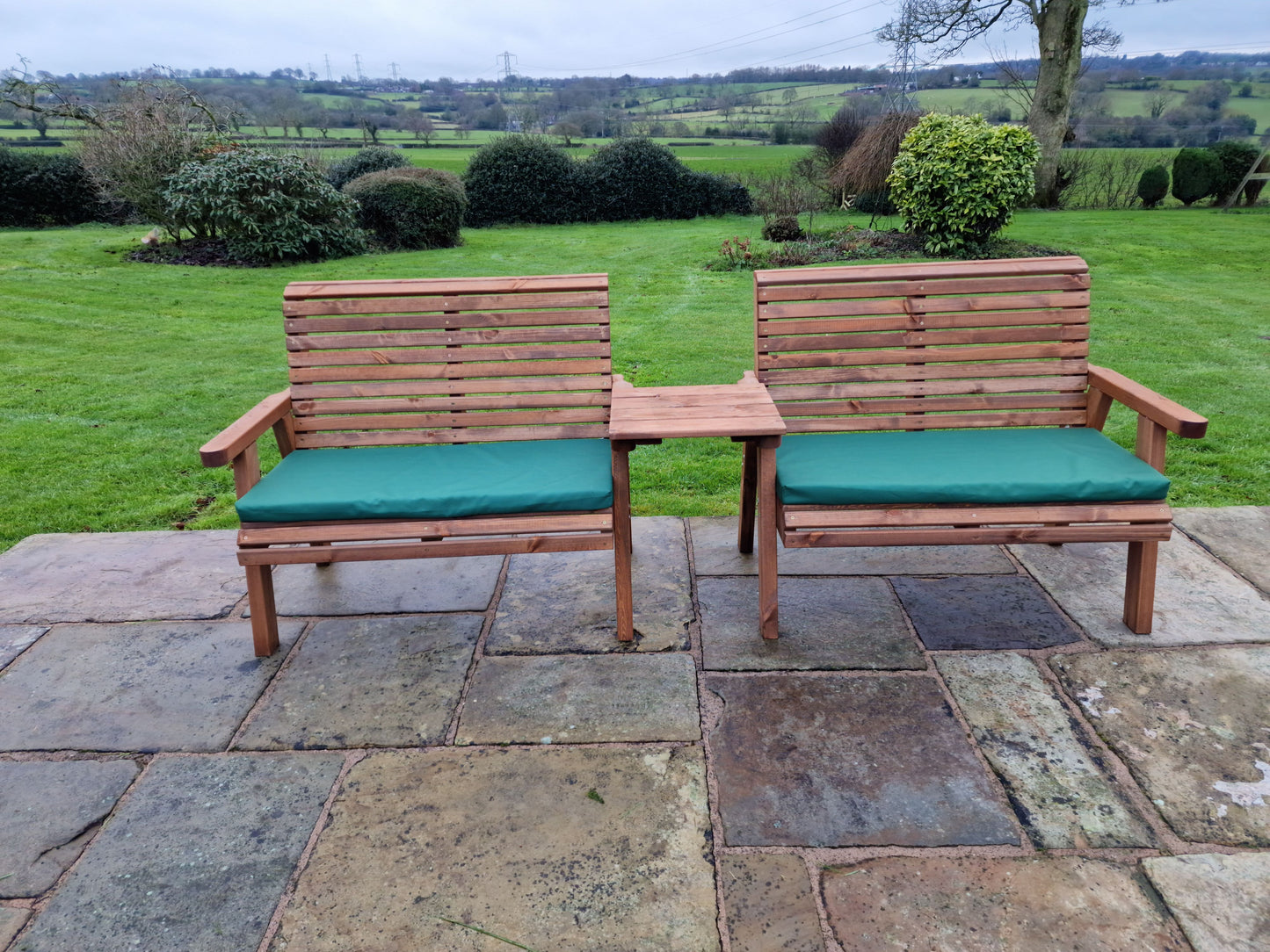 Classic Redwood 4 Seat Set 2 x Benches - Straight Tray