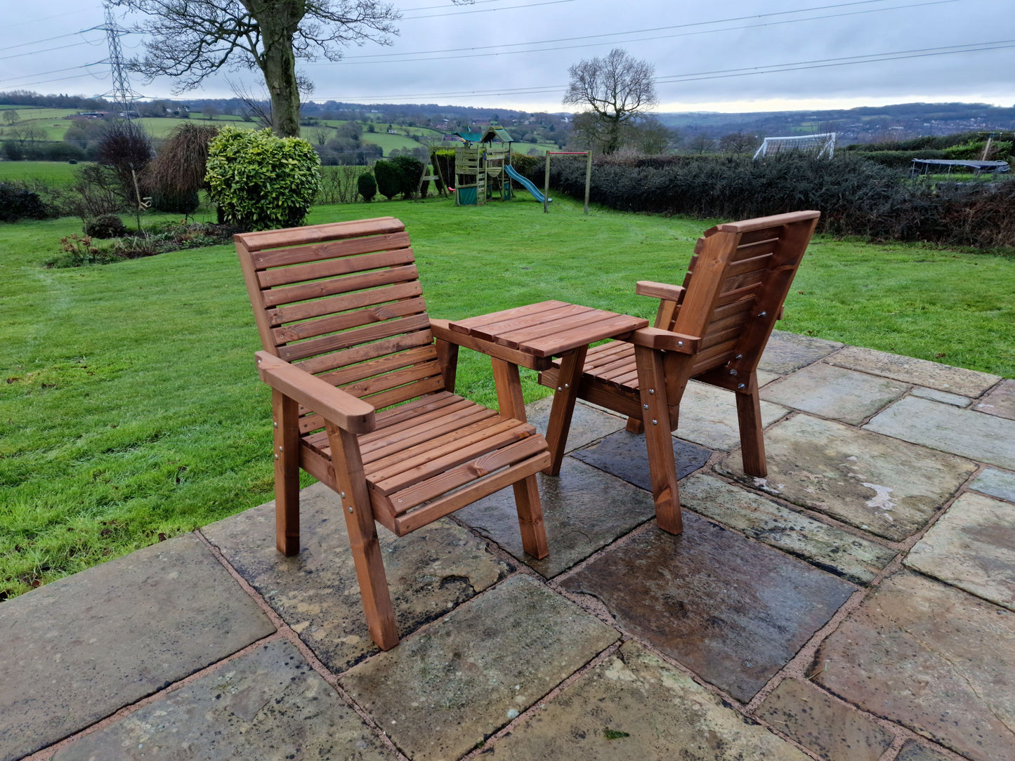 Classic Redwood Love Seats Straight