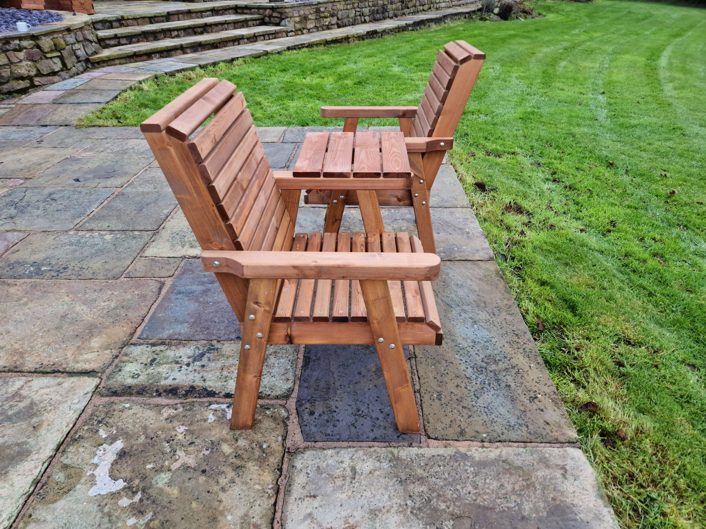 Classic Redwood Love Seats Straight