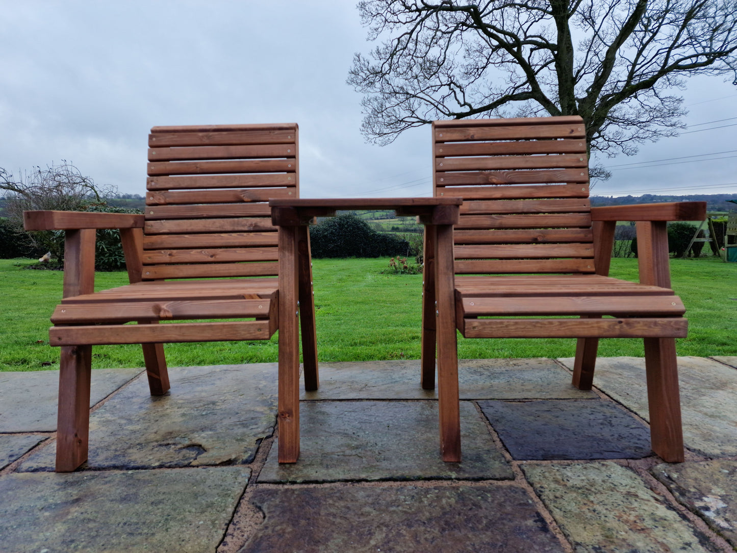 Classic Redwood Love Seats Straight