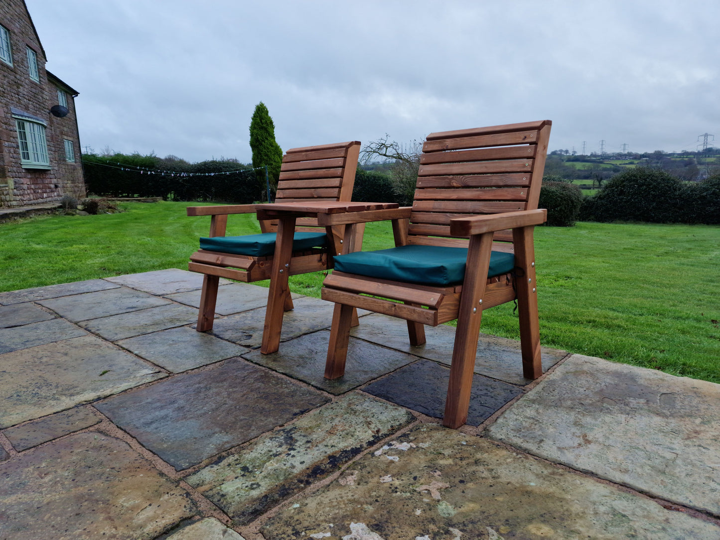 Classic Redwood Love Seats Straight