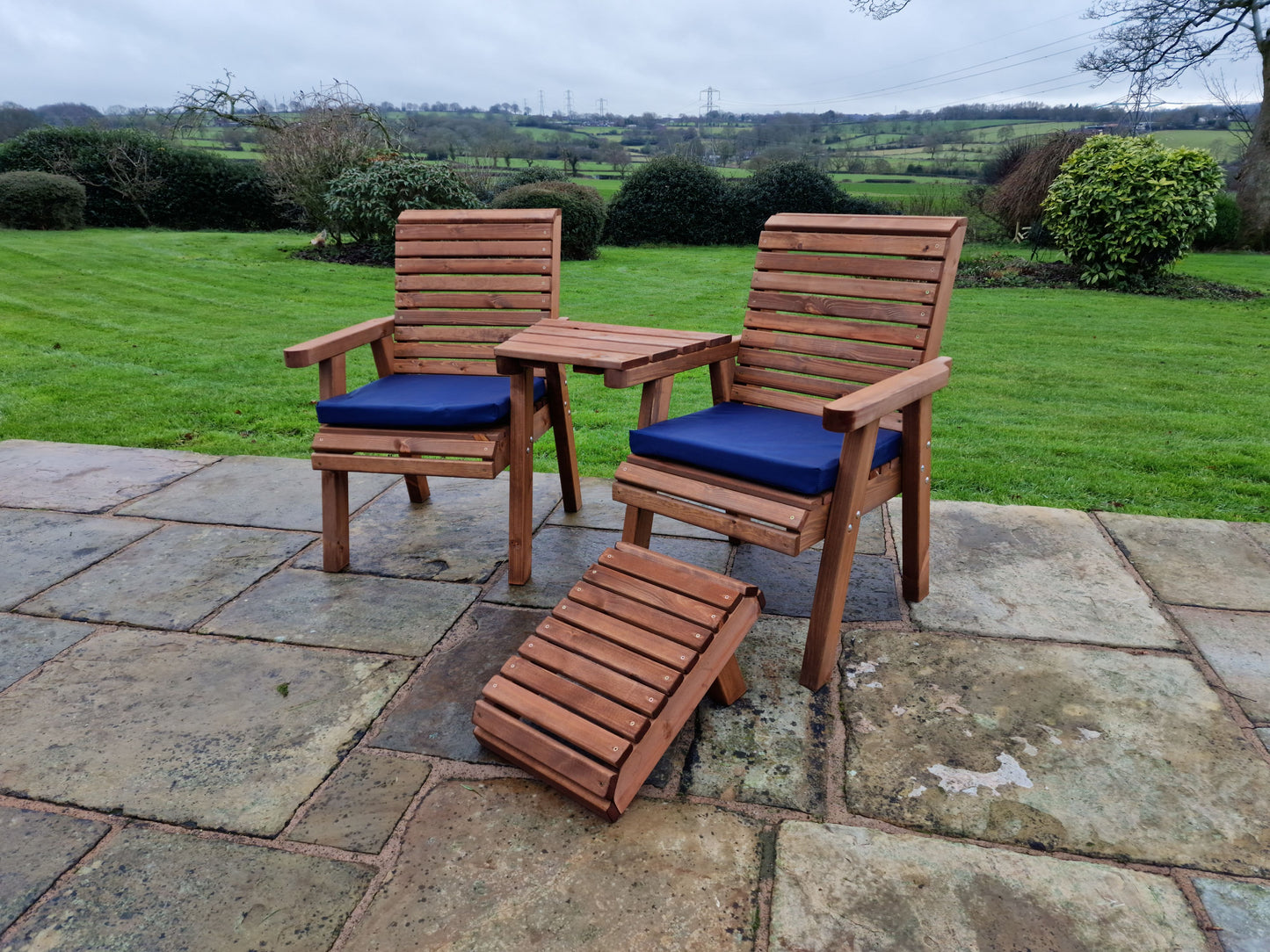 Classic Redwood Love Seats Angled