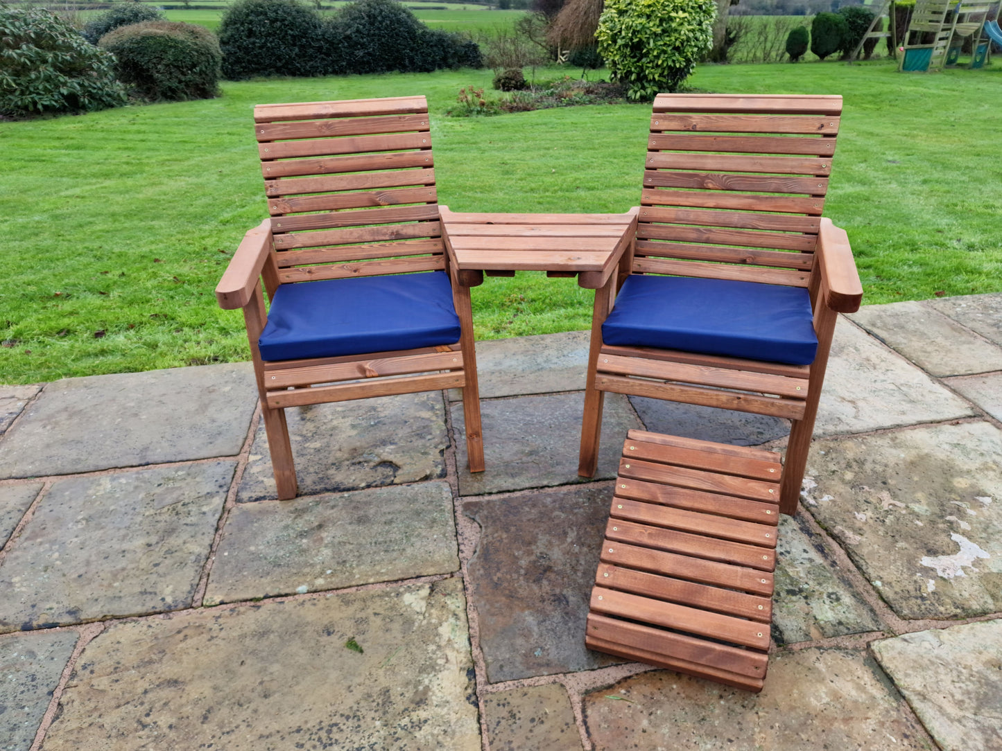 Classic Redwood Love Seats Angled
