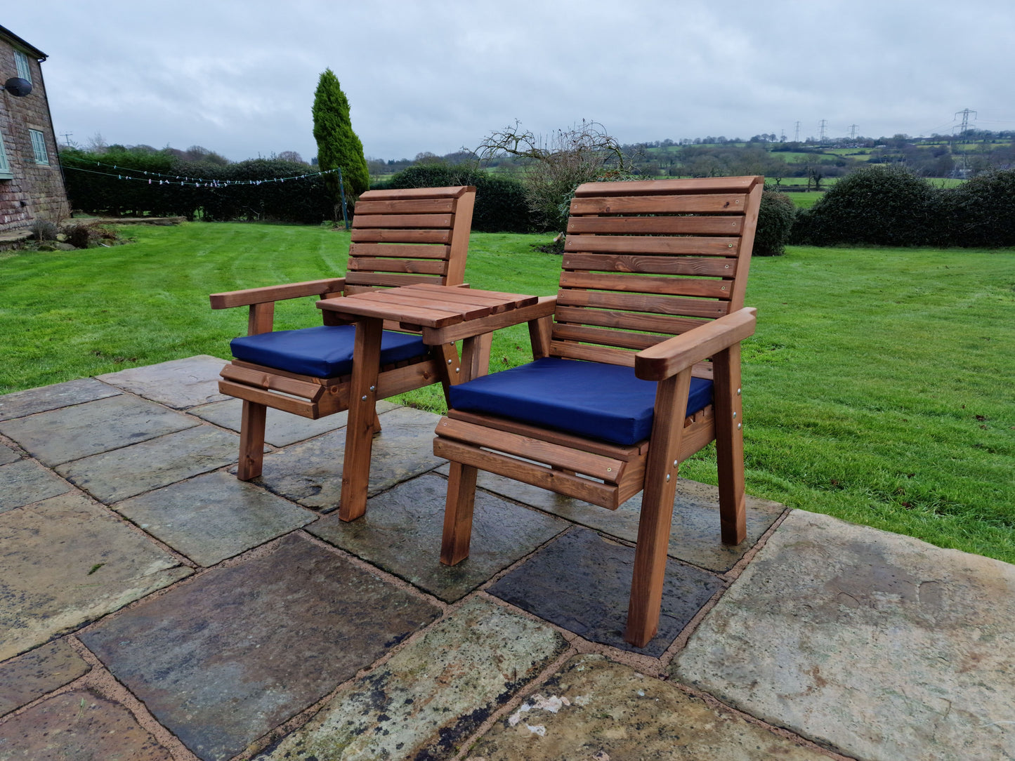 Classic Redwood Love Seats Straight