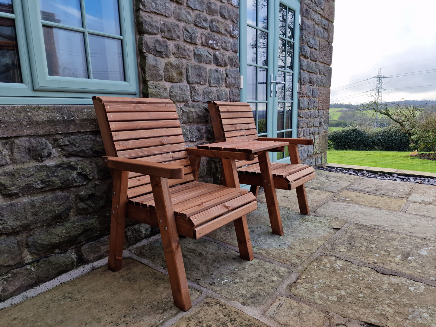 Classic Redwood Love Seats Straight