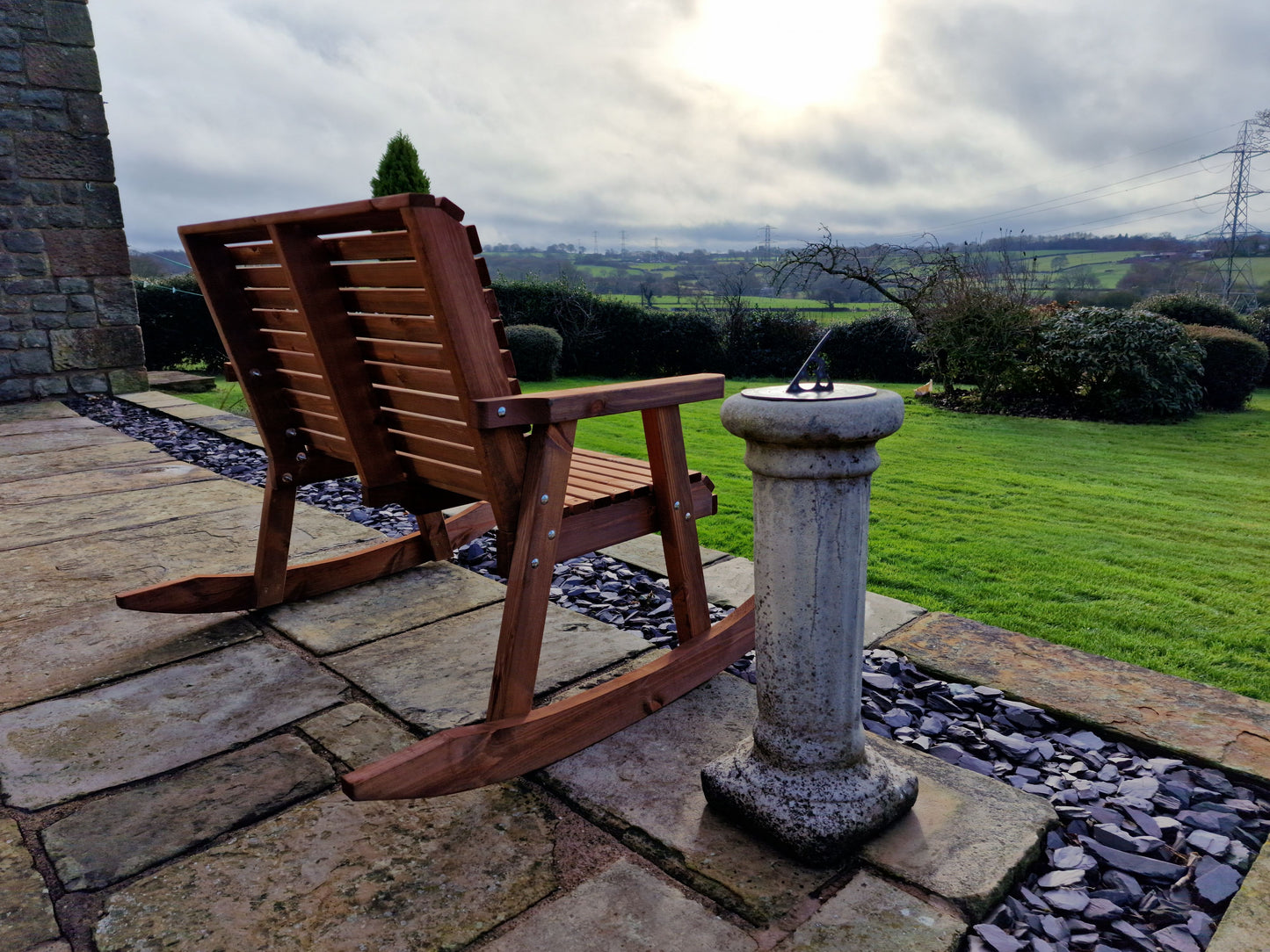 Classic Redwood Rocking Bench