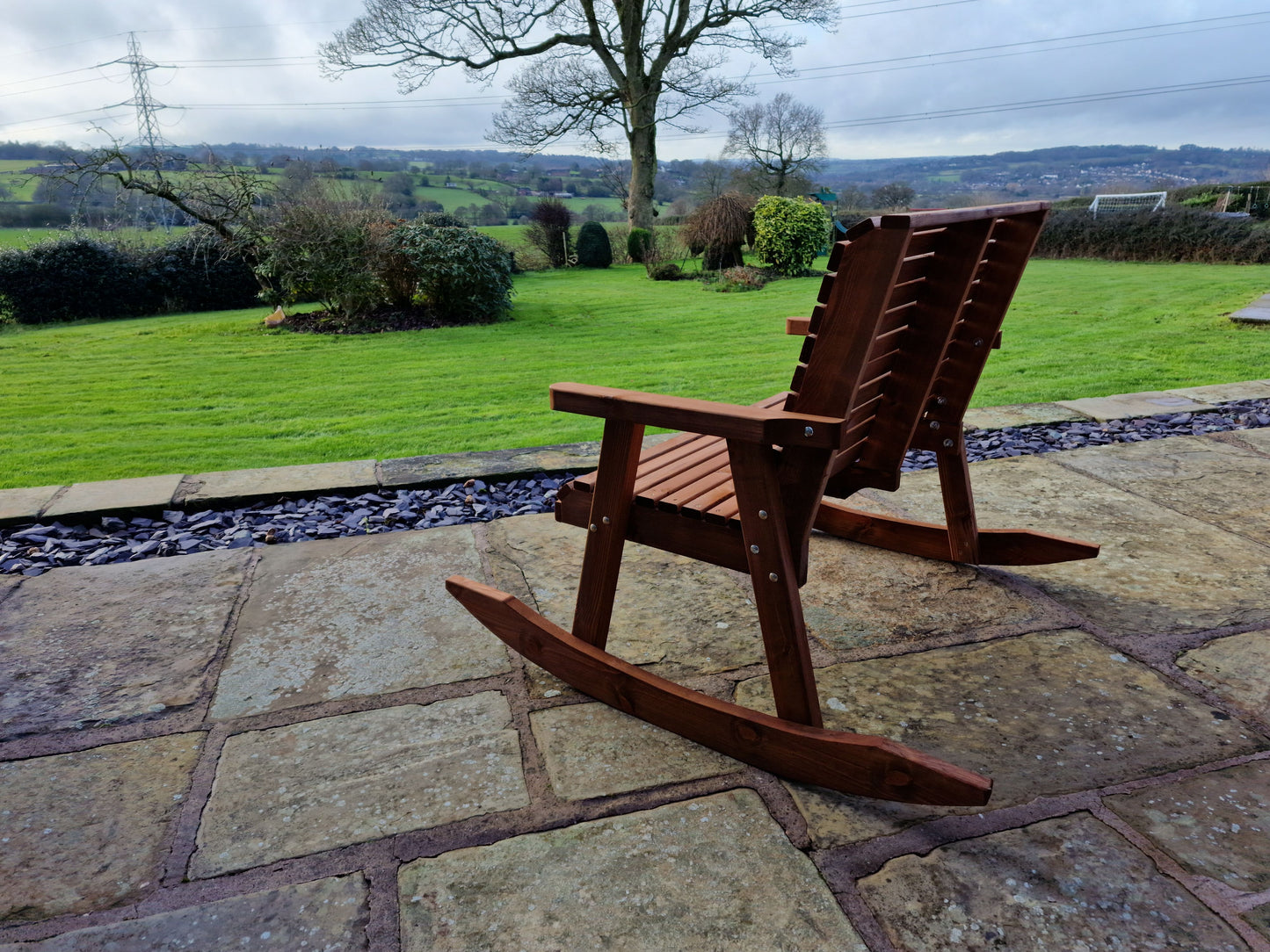Classic Redwood Rocking Bench