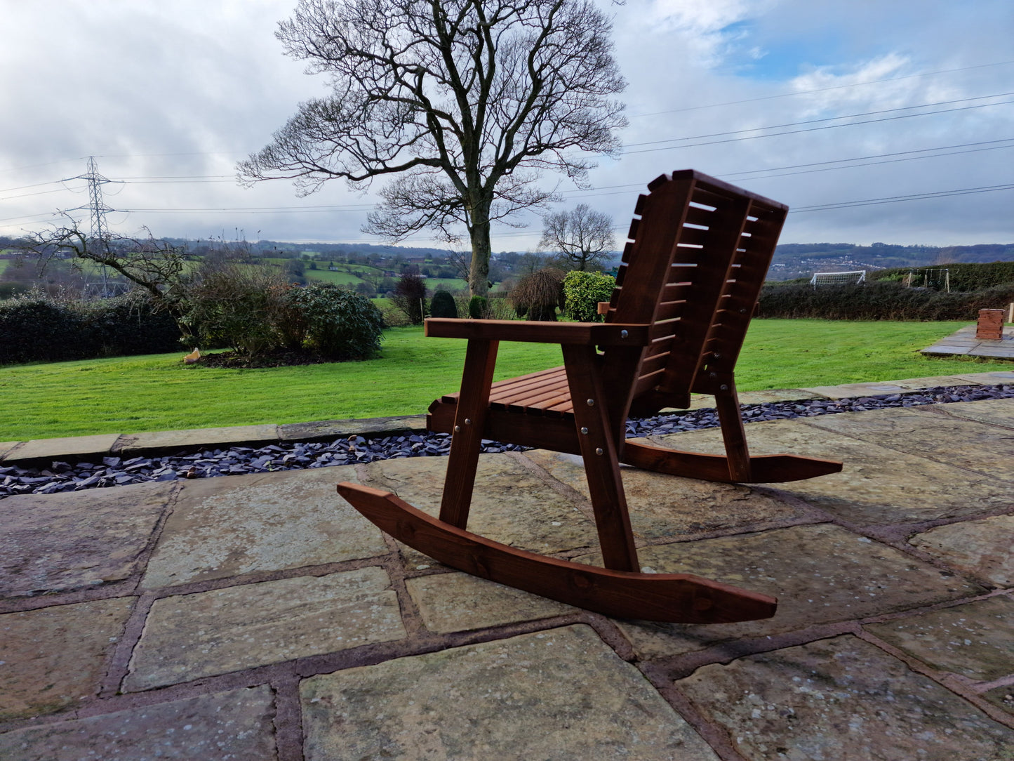 Classic Redwood Rocking Bench
