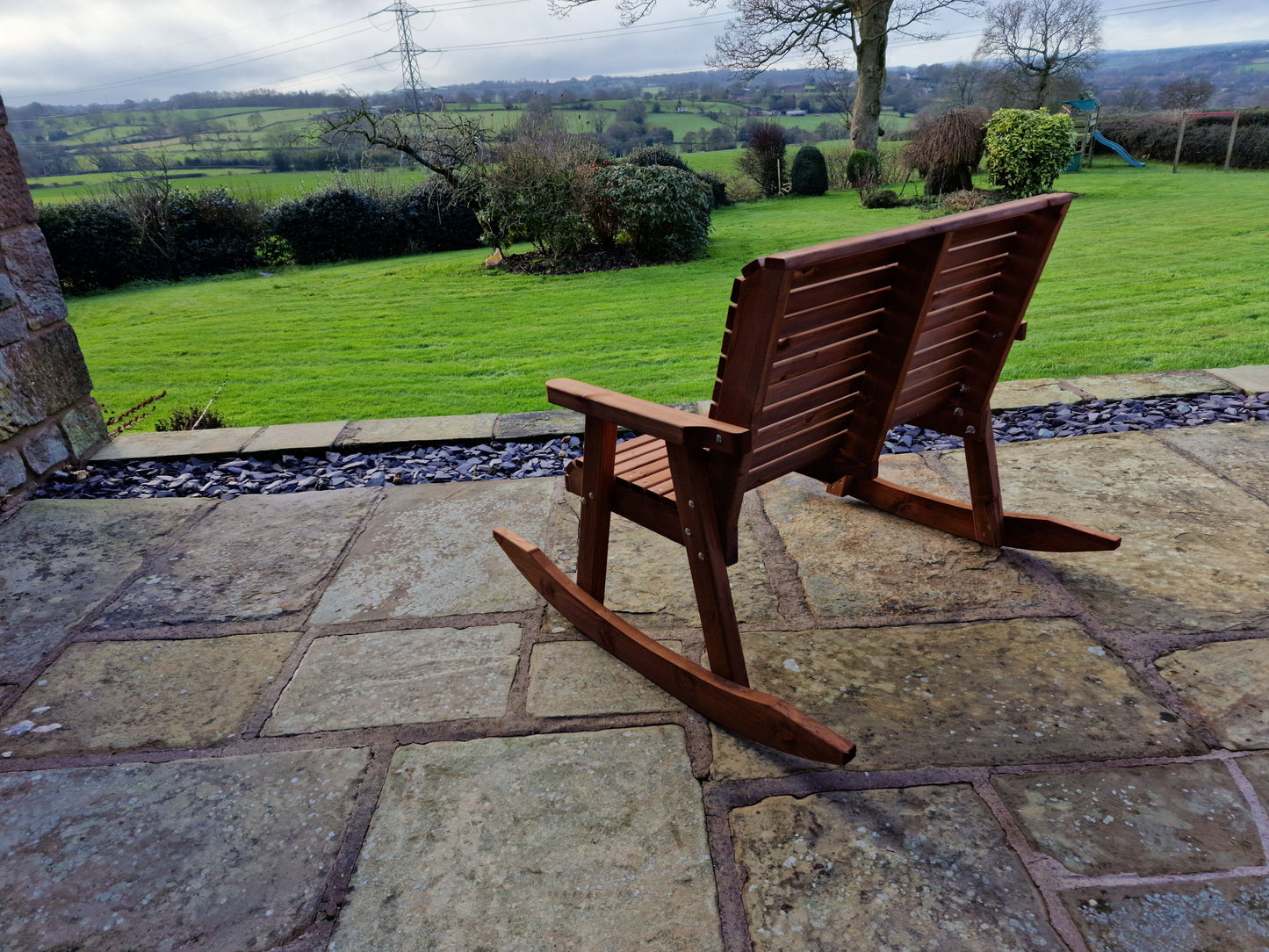 Classic Redwood Rocking Bench