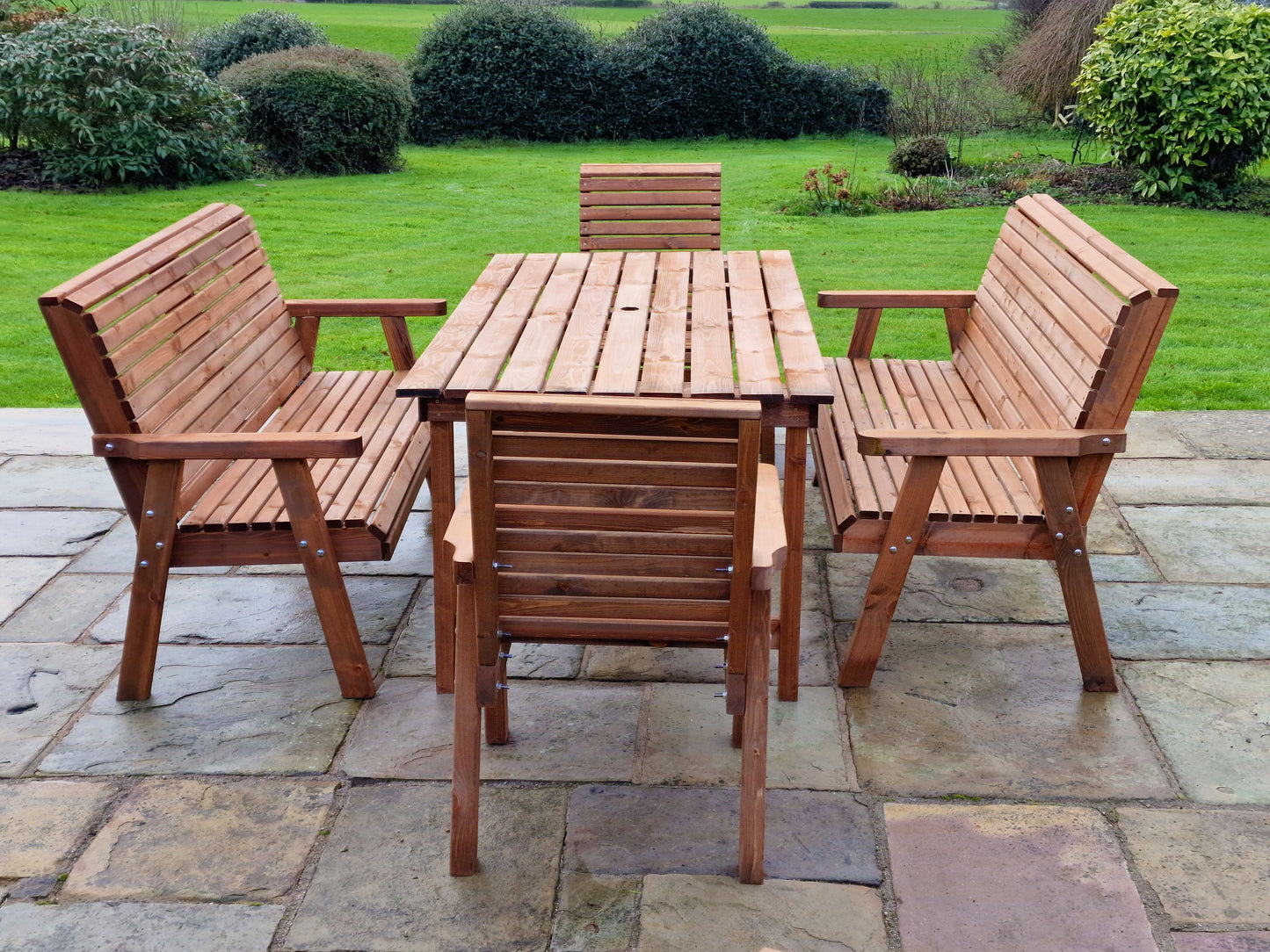 Classic Redwood 8 Seat Set - Benches/Chairs