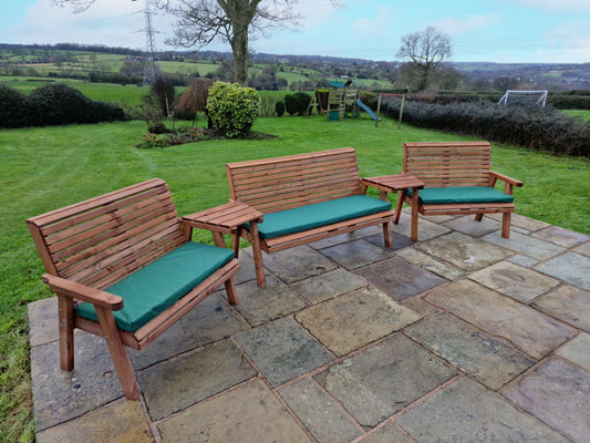 Classic Redwood 7 Seat Set 3 x Benches - Angled Trays
