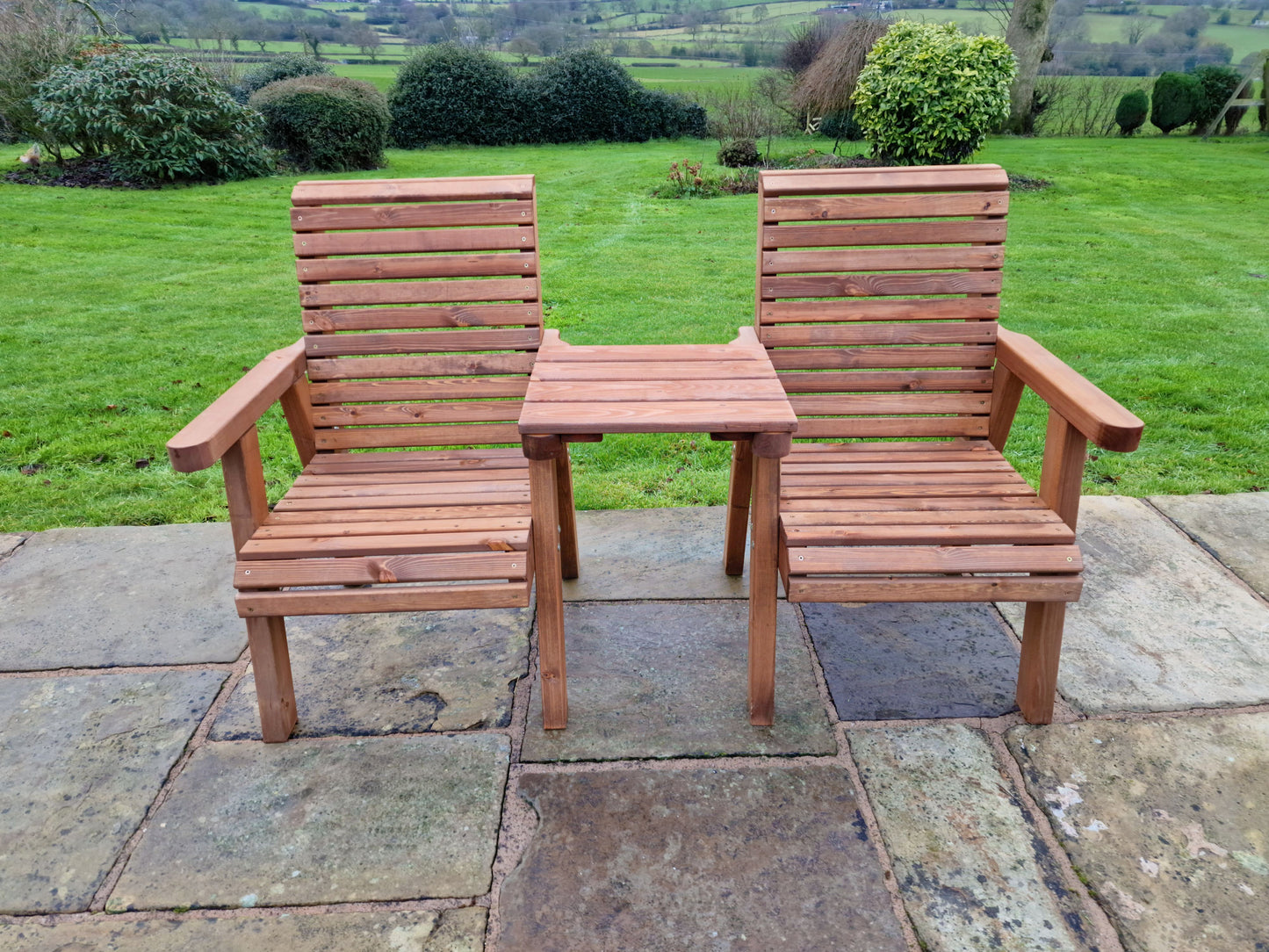 Classic Redwood Love Seats Straight