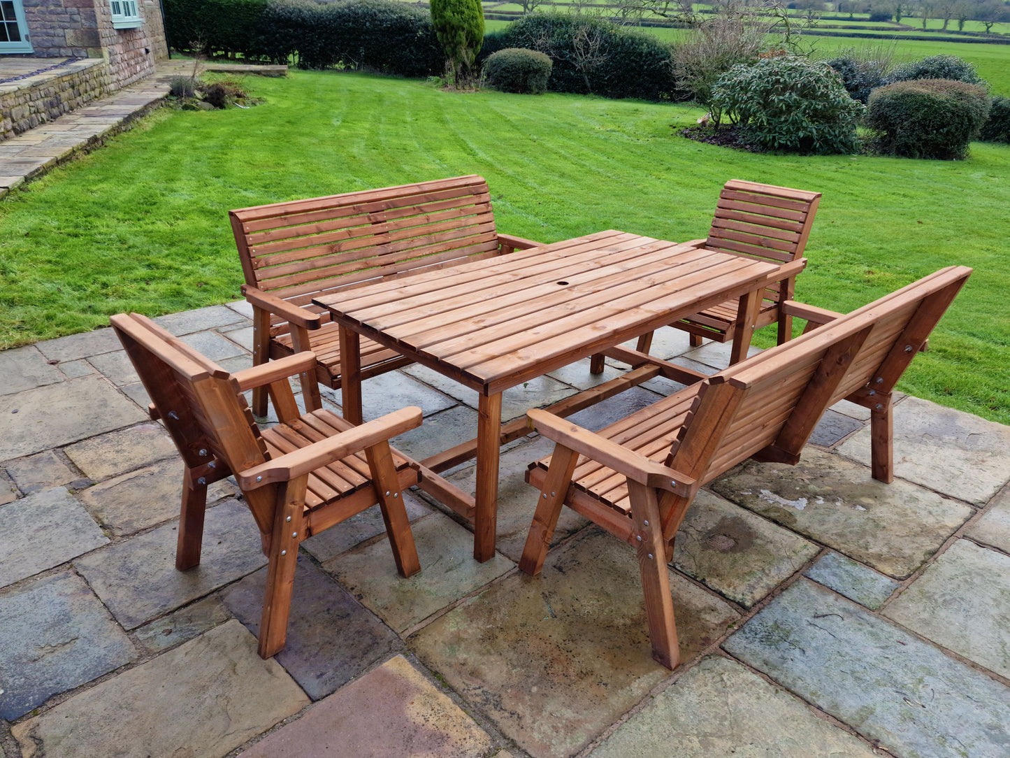 Classic Redwood 8 Seat Set - Benches/Chairs