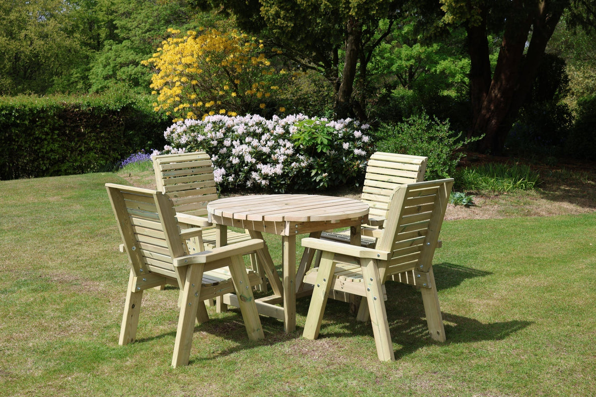 Heritage 4 seat round wooden dining set