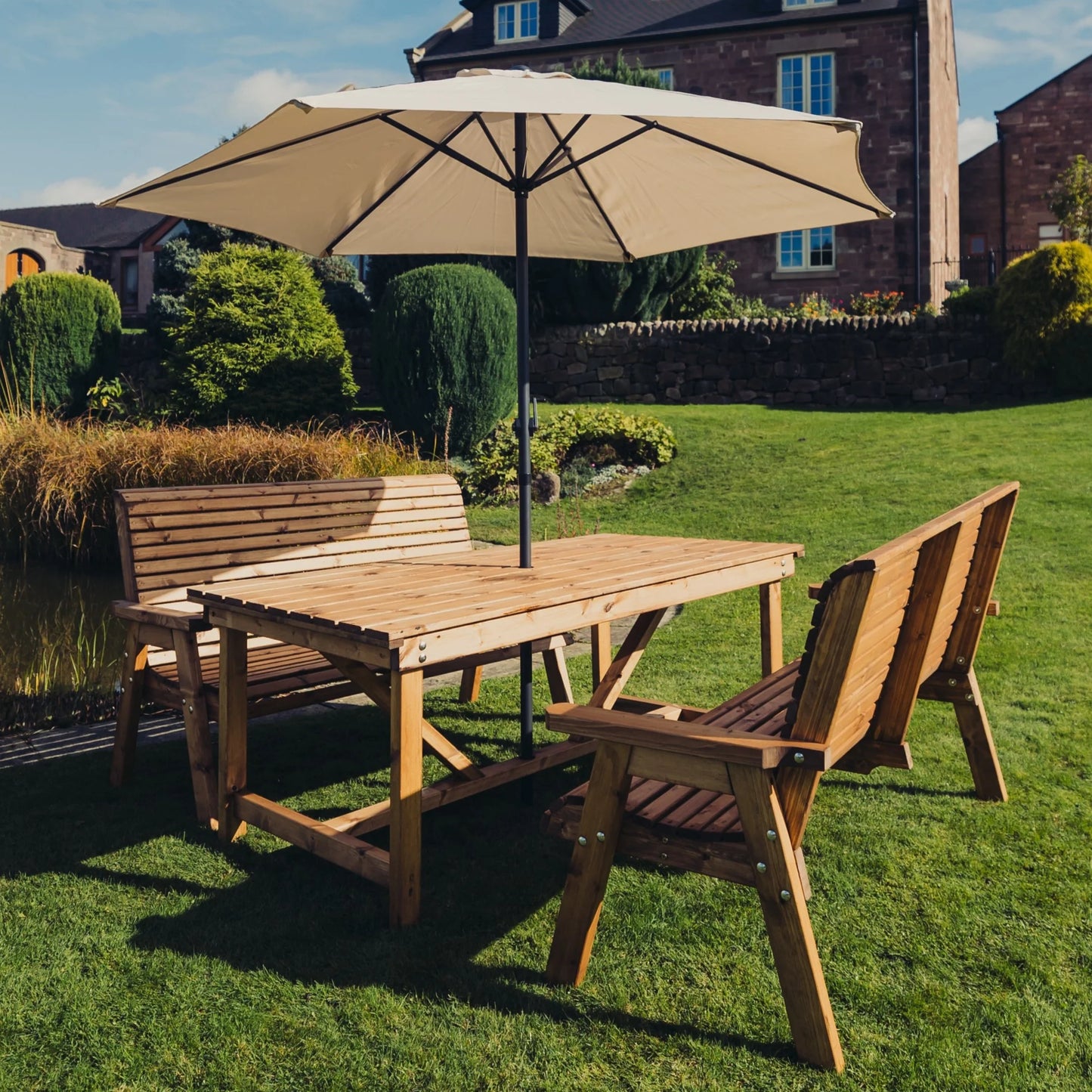 Classic Redwood 4 Seat Rectangular Set - Benches