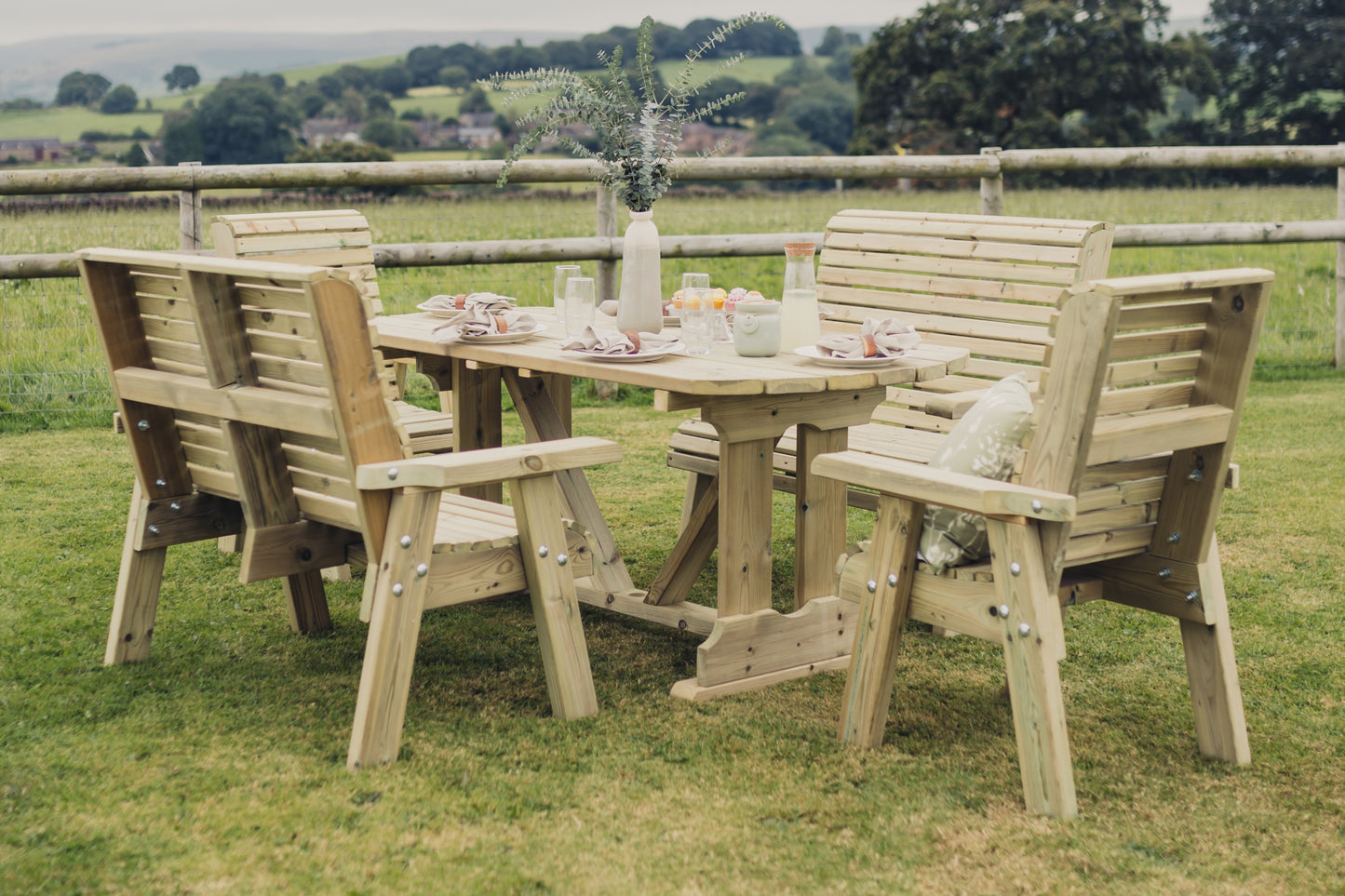 Heritage Tanalised 6 Seat Table Set - Benches/Chairs