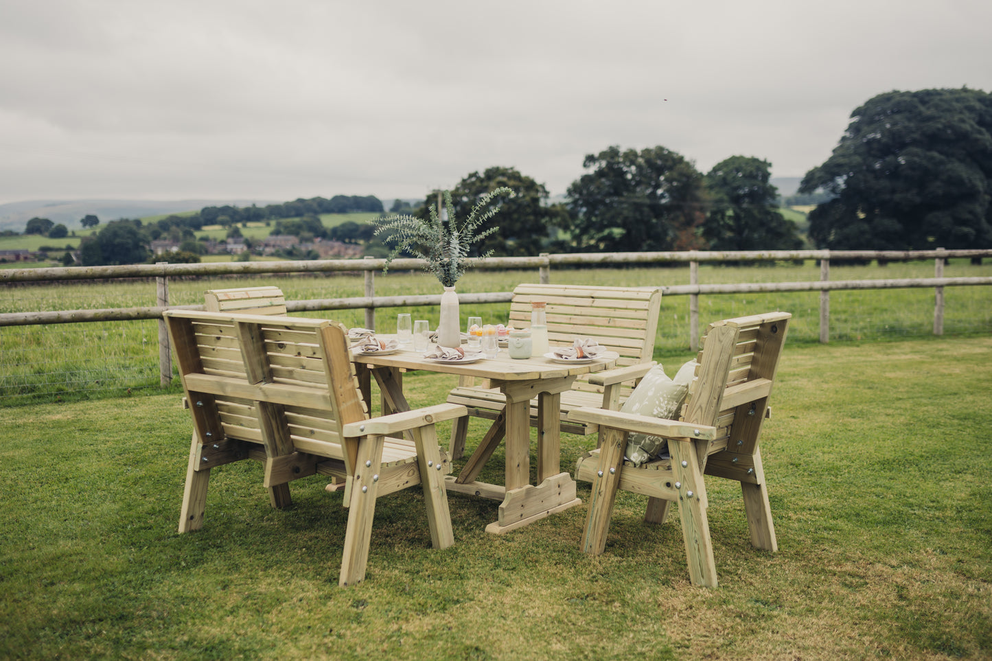 Heritage Tanalised 6 Seat Table Set - Benches/Chairs
