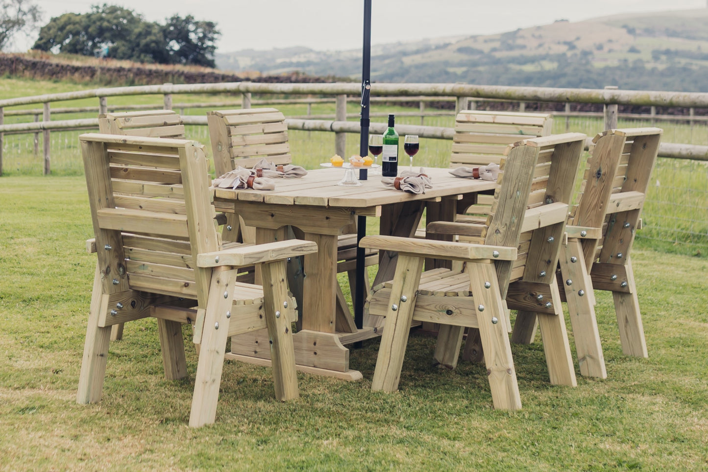 Heritage Tanalised 6 Seat Table Set - Chairs