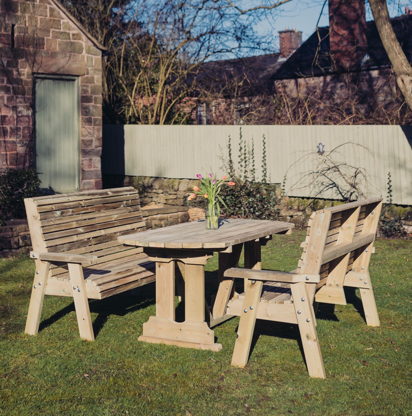 Heritage Tanalised 6 Seat Table Set - Benches