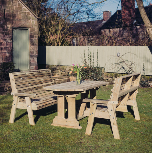 Heritage Tanalised 6 Seat Table Set - Benches