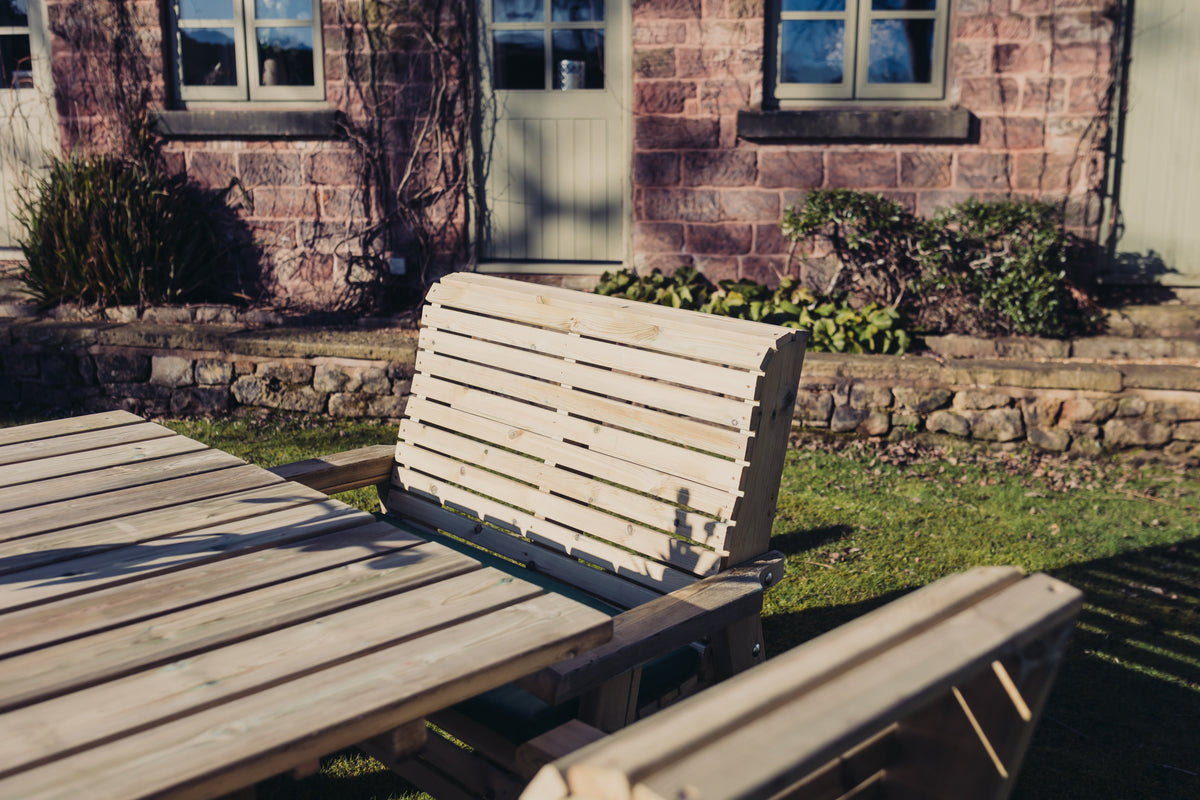 Heritage Tanalised garden dining table with benches and chairs