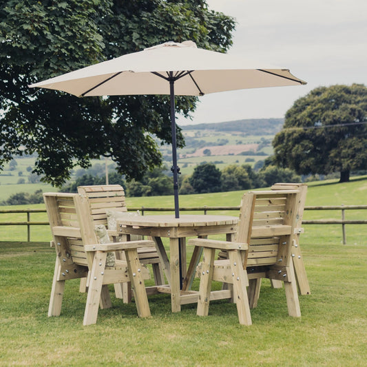 Heritage Tanalised Round 4 Seat Table Set - Chairs