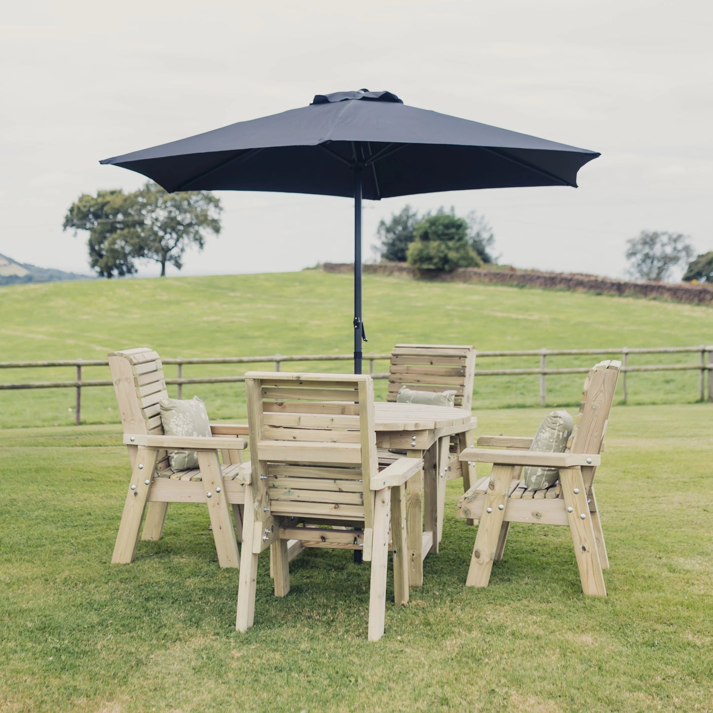 Heritage Tanalised Round 4 Seat Table Set - Chairs