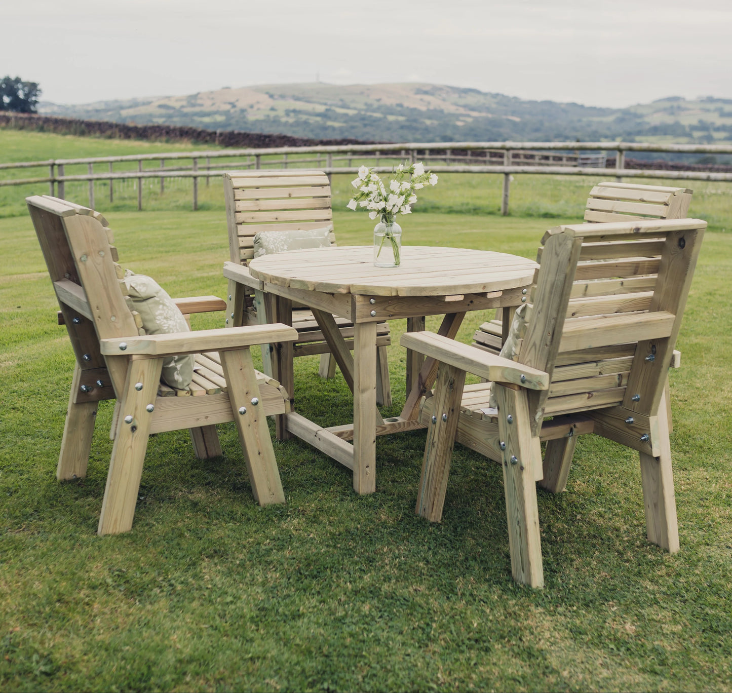 Heritage Tanalised Round 4 Seat Table Set - Chairs
