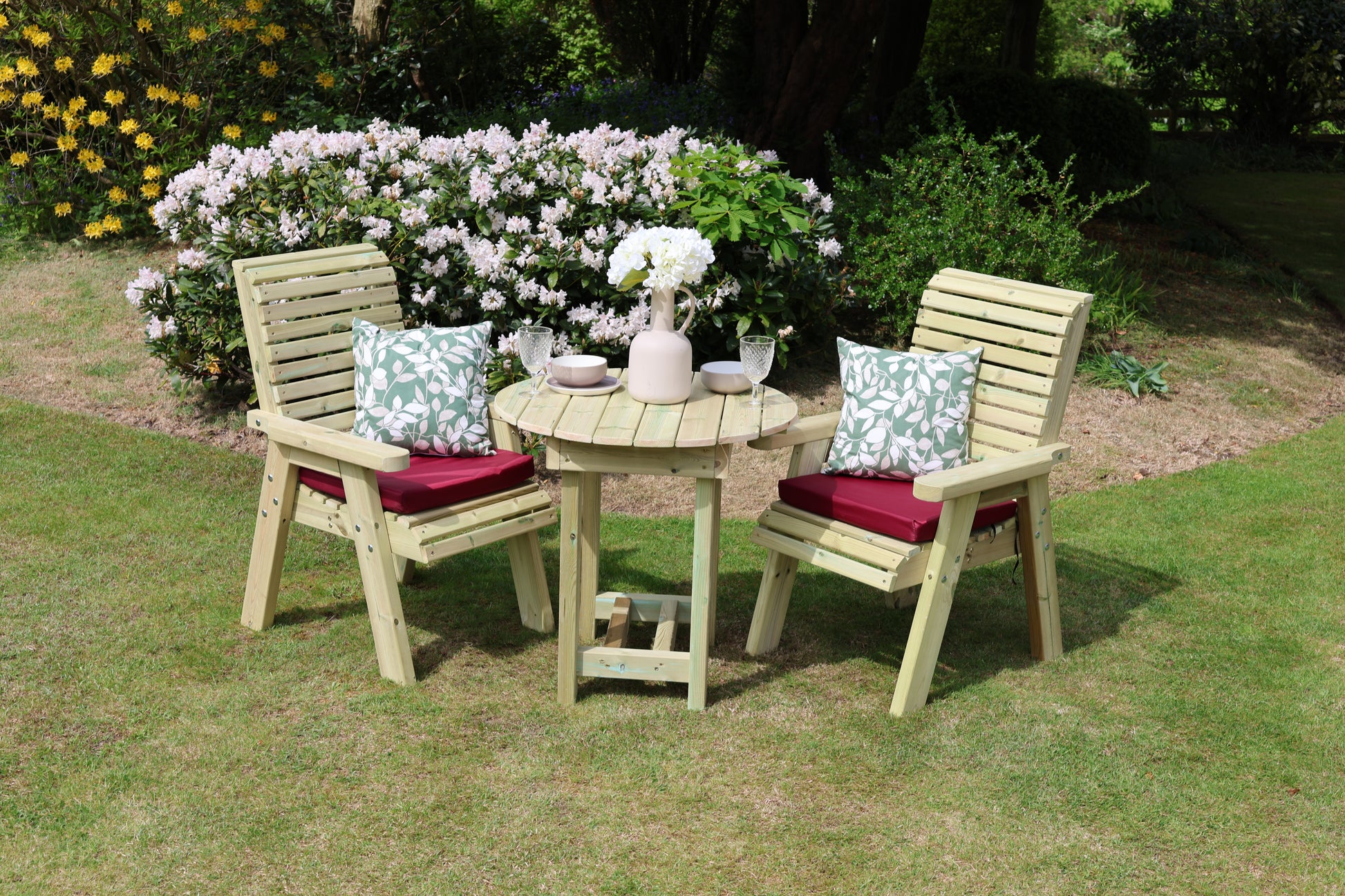 Heritage Tanalised Bistro Set – 2 Chairs & 80cm Round Table