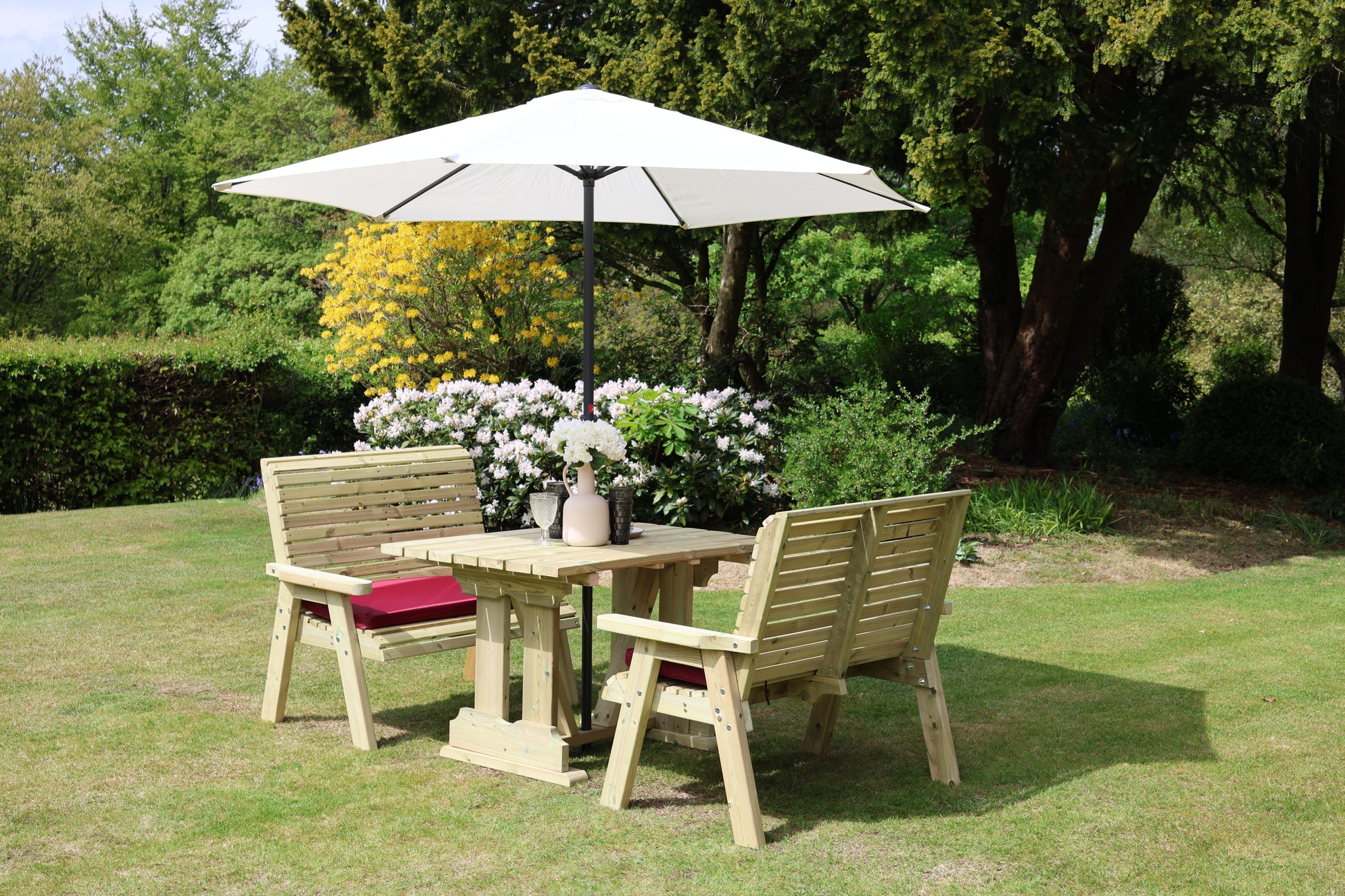 Heritage Tanalised Compact Dining Set – 4 Seat with 2 Benches and 120cm x 90cm Table