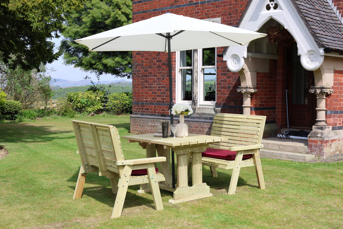Heritage Tanalised Compact Dining Set – 4 Seat with 2 Benches and 120cm x 90cm Table