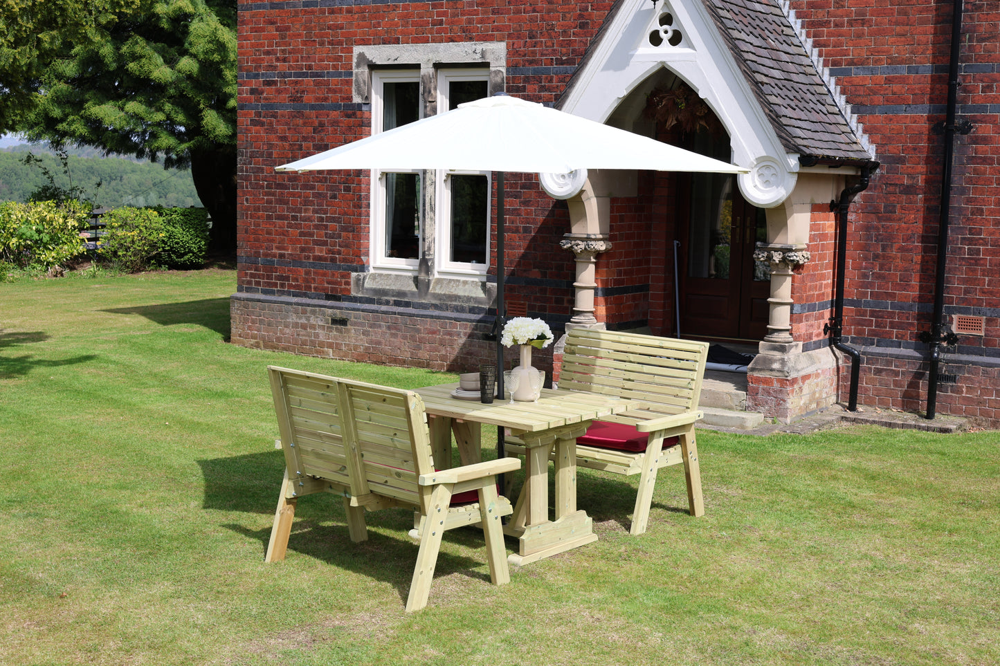 Heritage Tanalised Compact Dining Set – 4 Seat with 2 Benches and 120cm x 90cm Table