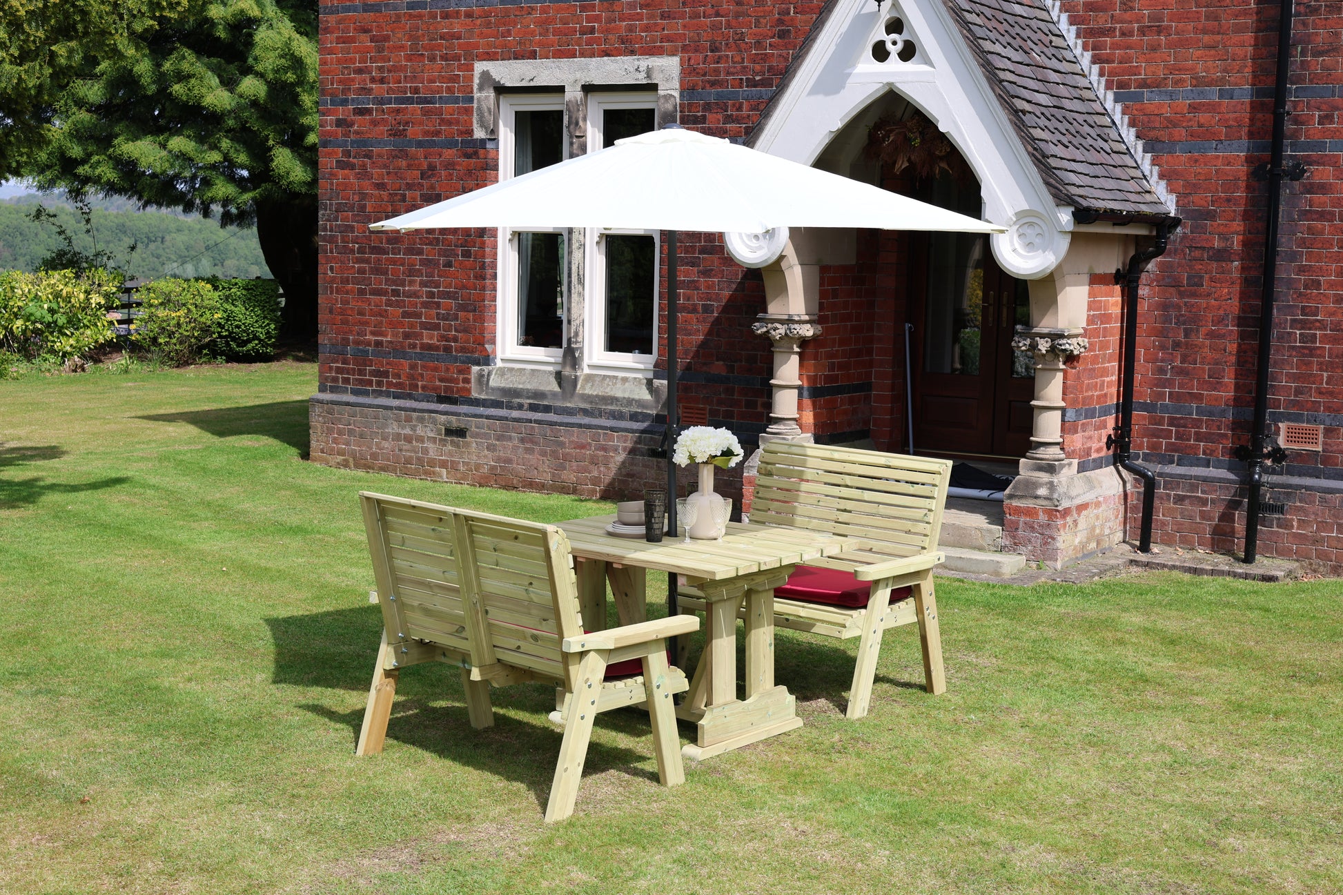 Heritage Tanalised Compact Dining Set – 4 Seat with 2 Benches and 120cm x 90cm Table