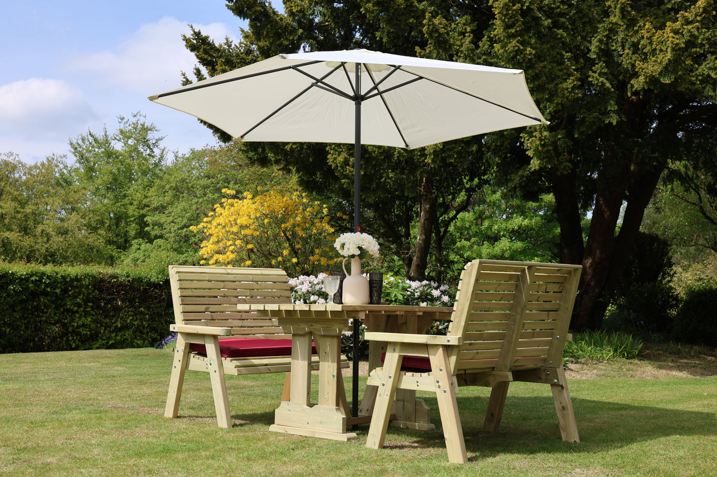Heritage Tanalised Compact Dining Set – 4 Seat with 2 Benches and 120cm x 90cm Table