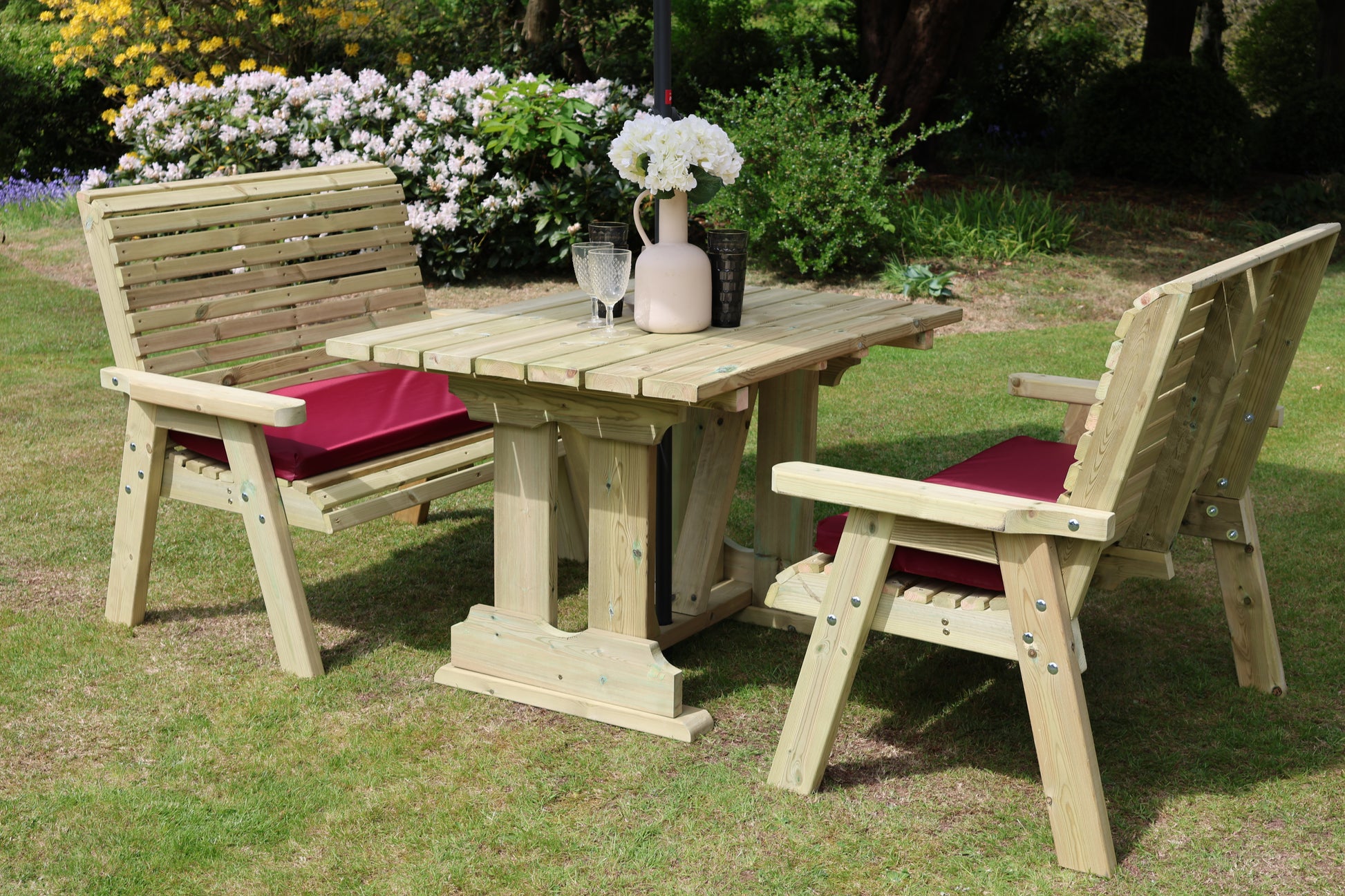 Heritage Tanalised Compact Dining Set – 4 Seat with 2 Benches and 120cm x 90cm Table