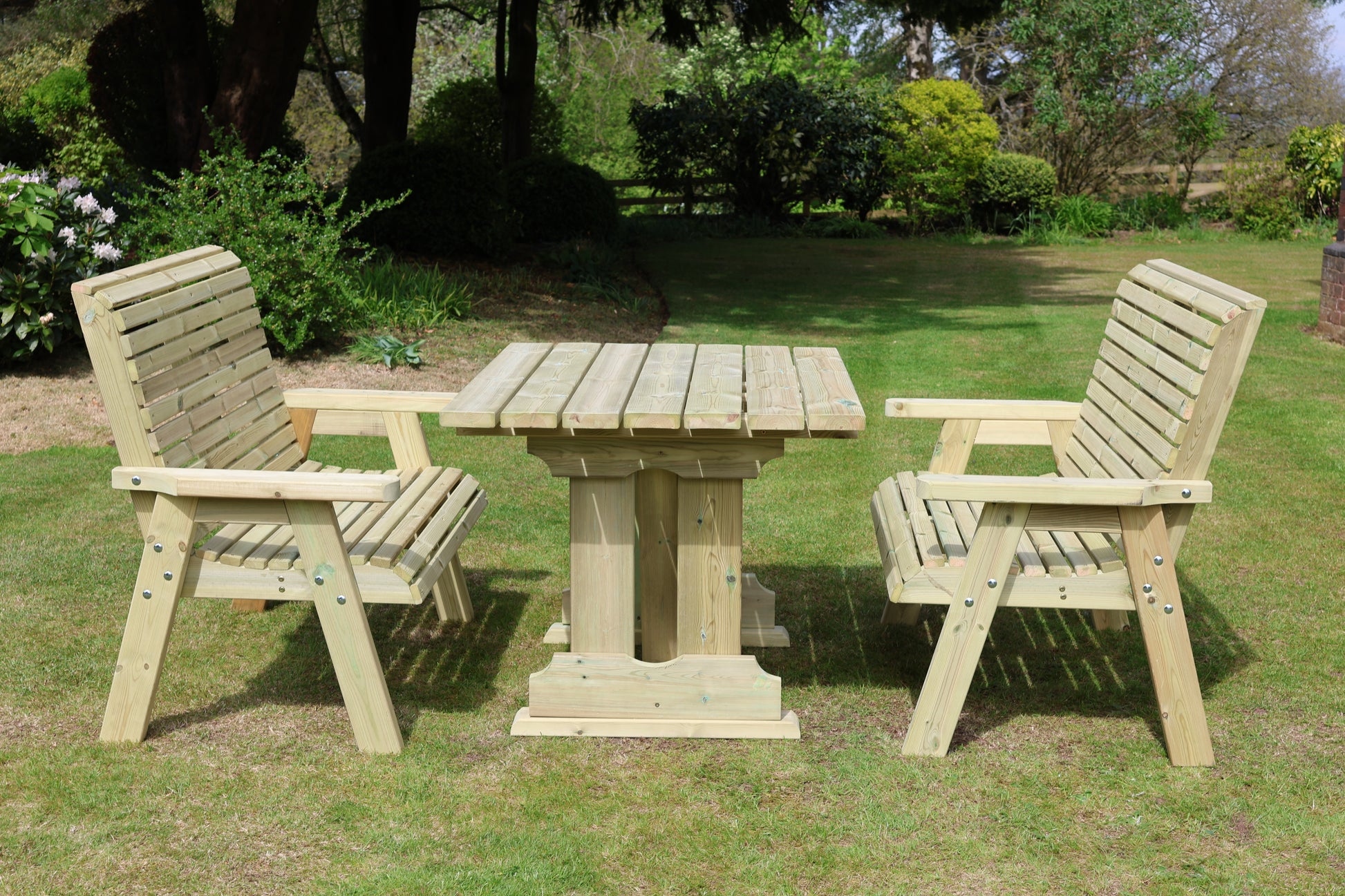 Heritage Tanalised Compact Dining Set – 4 Seat with 2 Benches and 120cm x 90cm Table
