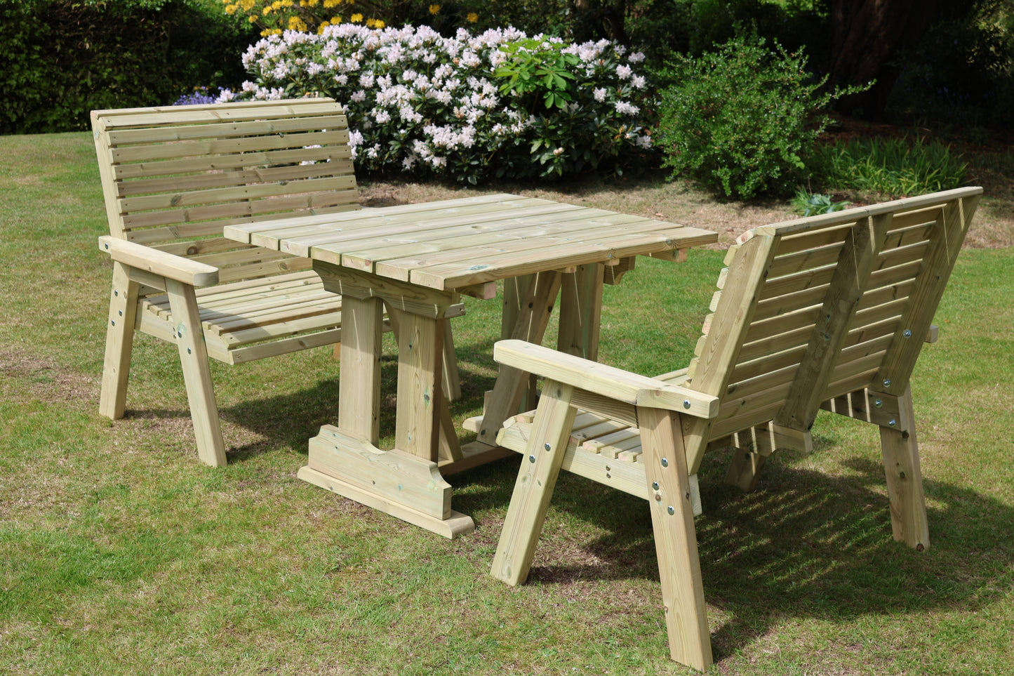 Heritage Tanalised Compact Dining Set – 4 Seat with 2 Benches and 120cm x 90cm Table