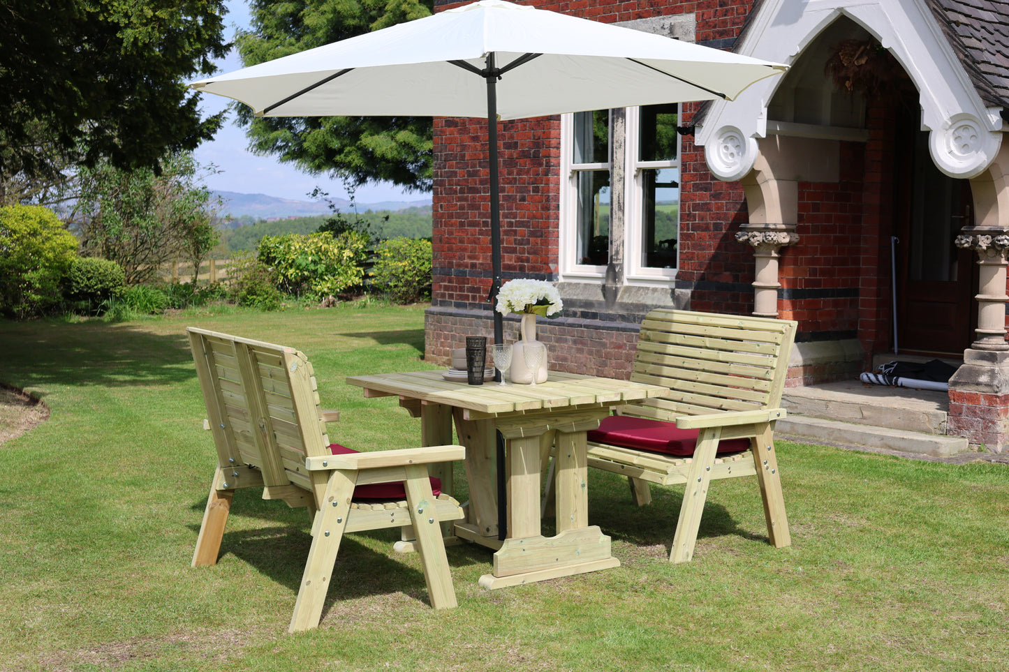 Heritage Tanalised Compact Dining Set – 4 Seat with 2 Benches and 120cm x 90cm Table