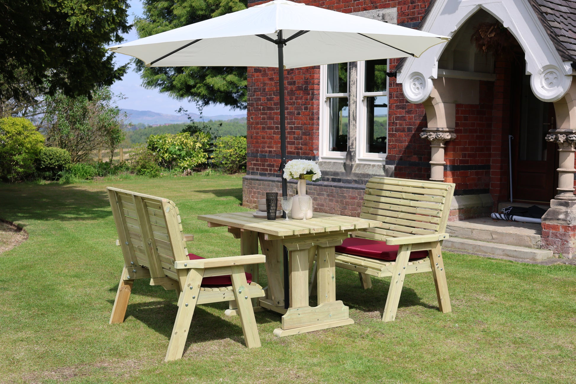 Heritage Tanalised Compact Dining Set – 4 Seat with 2 Benches and 120cm x 90cm Table
