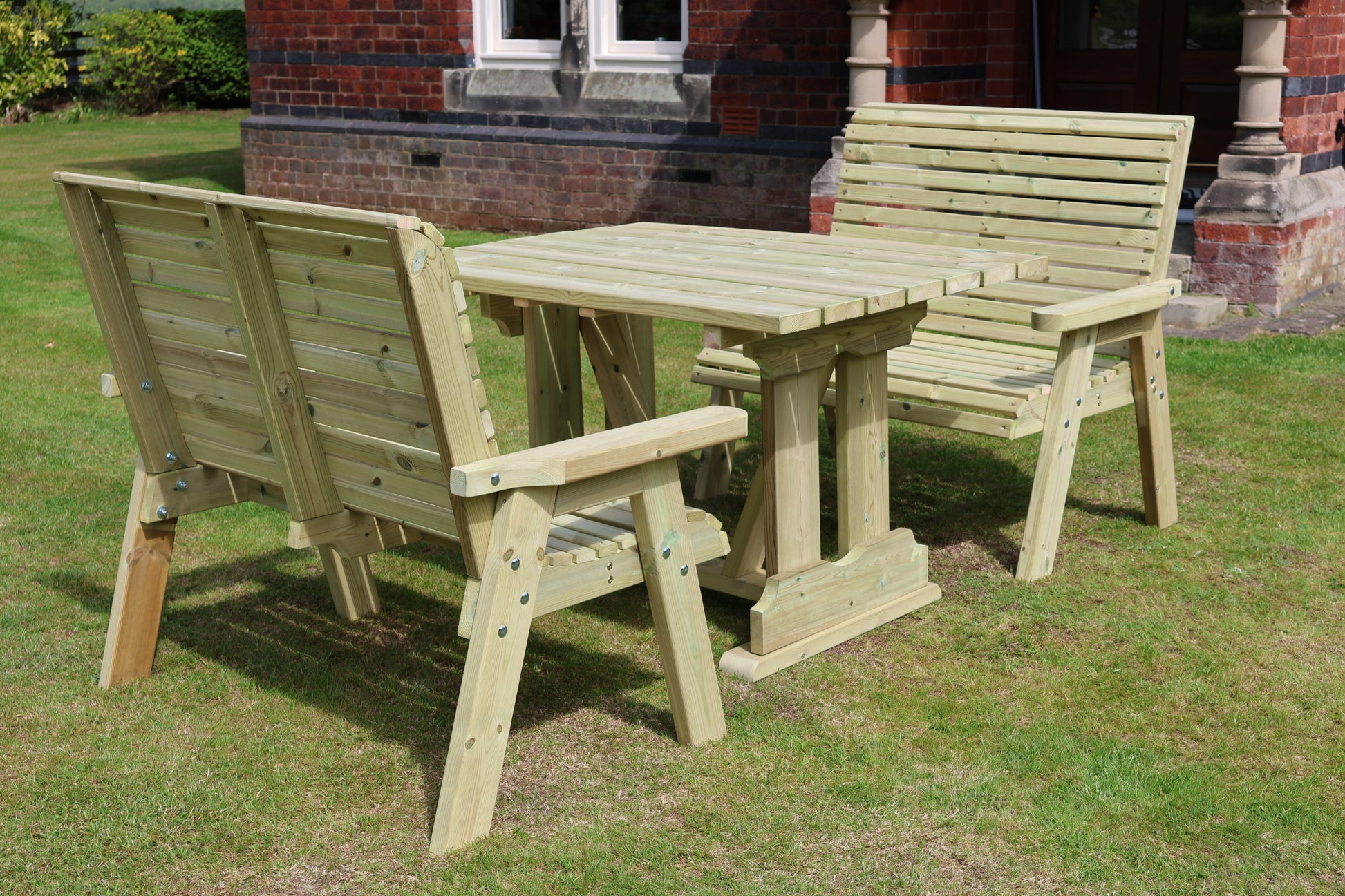Heritage Tanalised Compact Dining Set – 4 Seat with 2 Benches and 120cm x 90cm Table