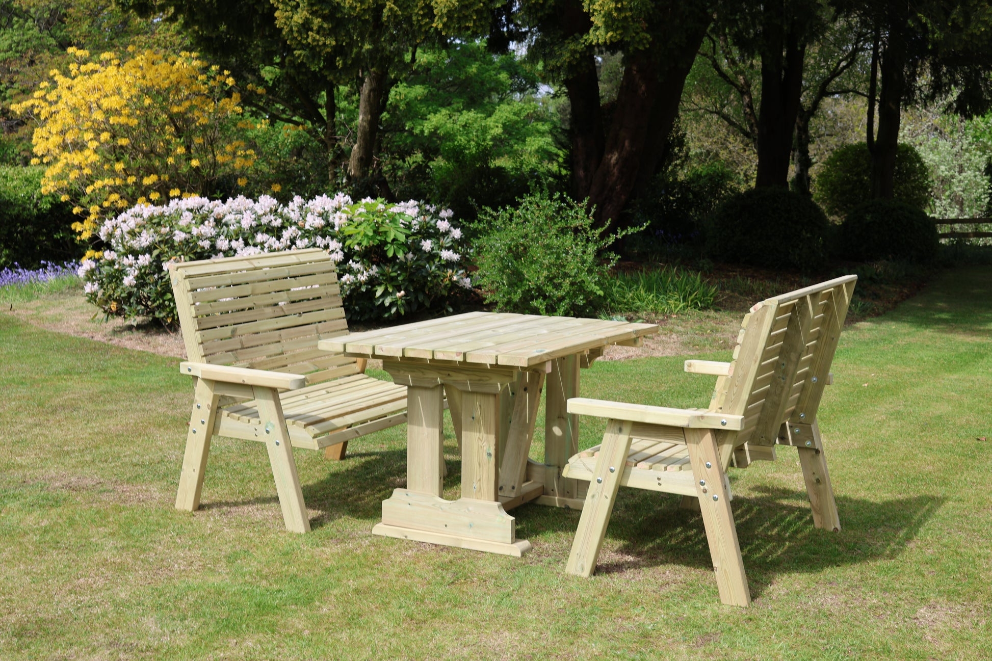 Heritage Tanalised Compact Dining Set – 4 Seat with 2 Benches and 120cm x 90cm Table