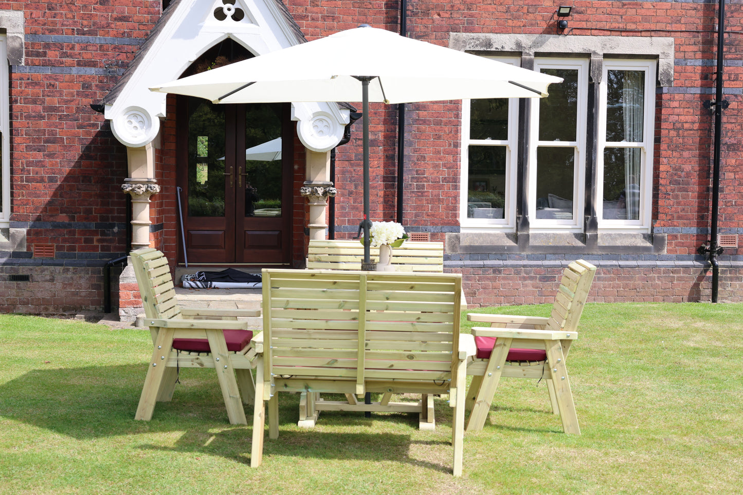 Heritage Tanalised Compact Dining Set – 6 Seat with 2 Chairs, 2 Benches and 120cm x 90cm Table