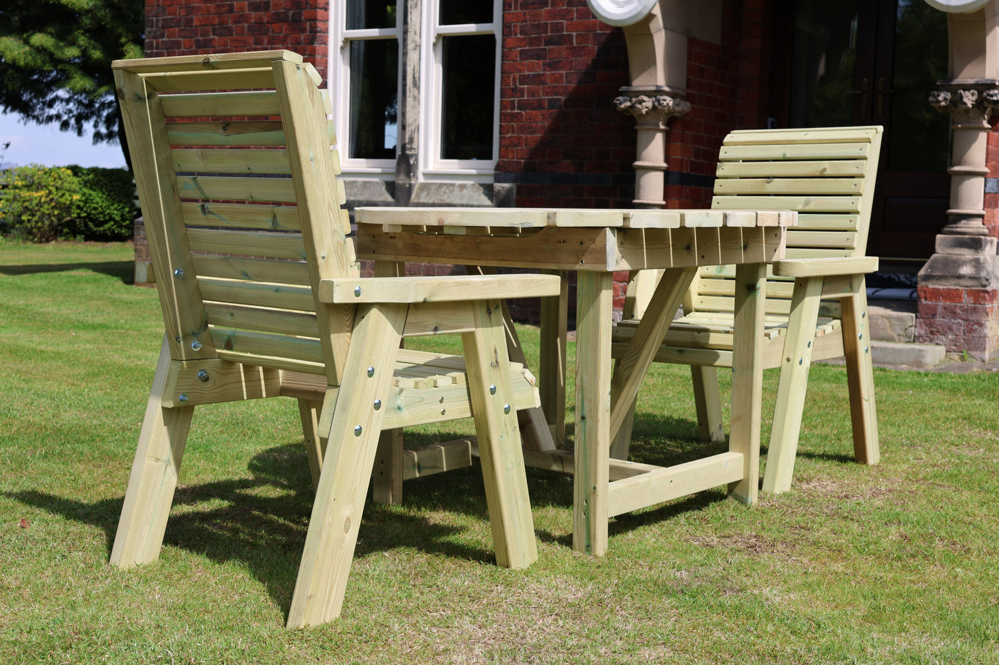 Heritage Tanalised Round Dining Set – 2 Seat with 2 Chairs and 113cm Round Table