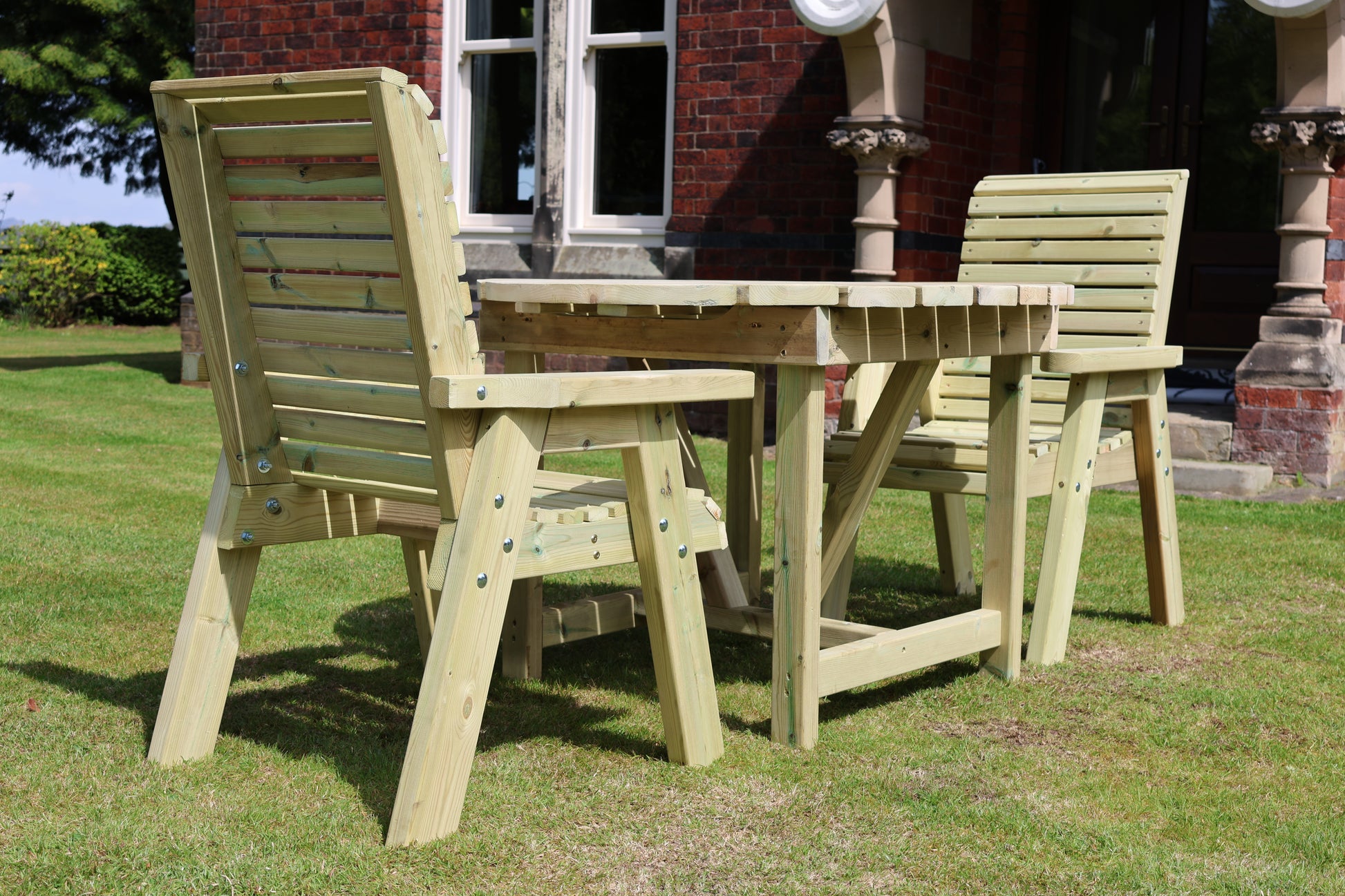 Heritage Tanalised Round Dining Set – 2 Seat with 2 Chairs and 113cm Round Table