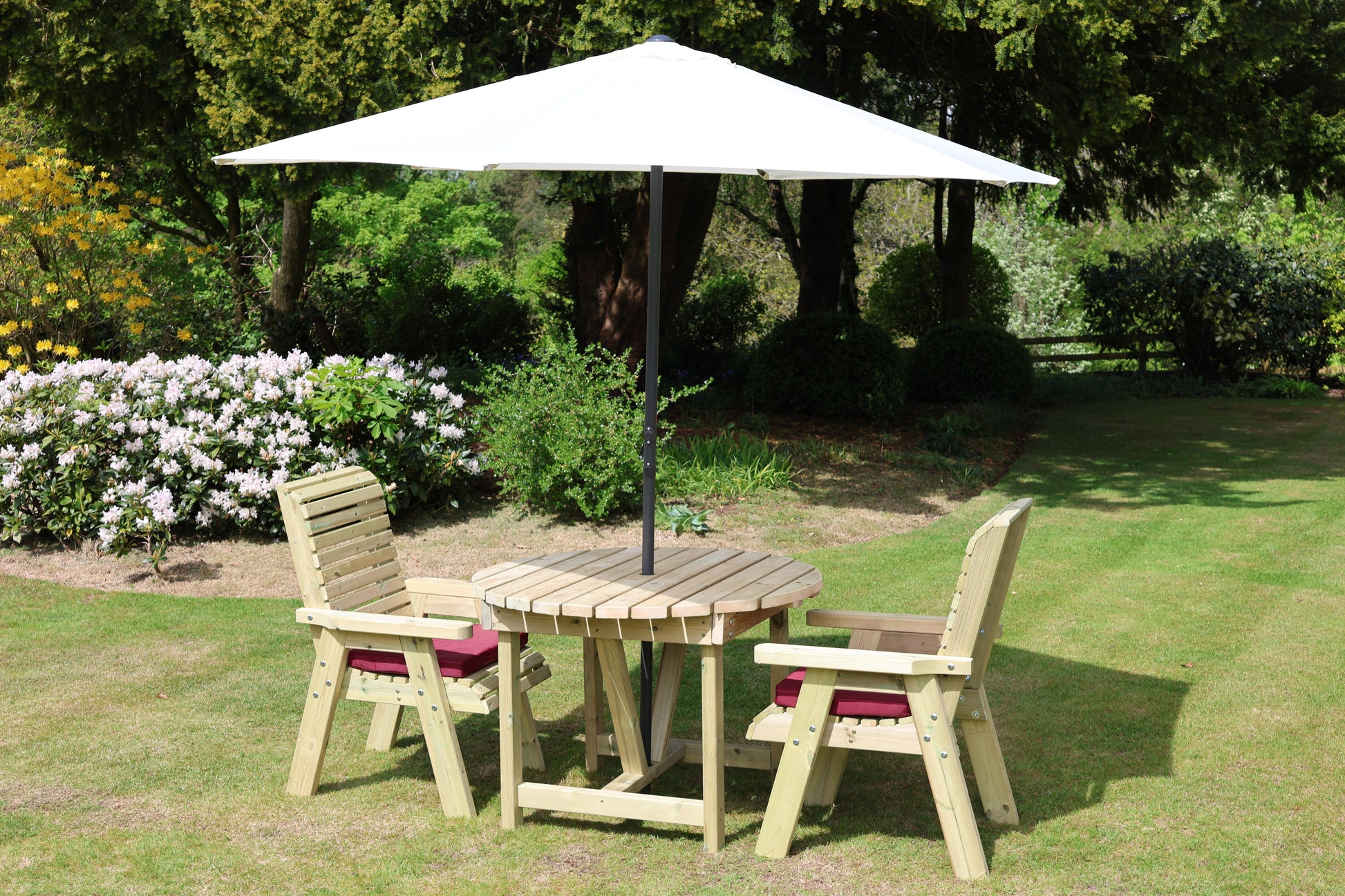 Heritage Tanalised Round Dining Set – 2 Seat with 2 Chairs and 113cm Round Table