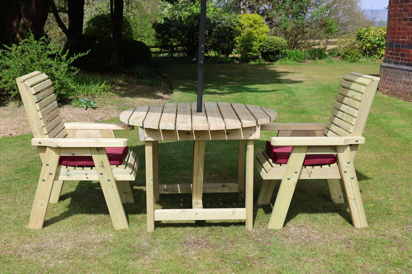 Heritage Tanalised Round Dining Set – 2 Seat with 2 Chairs and 113cm Round Table