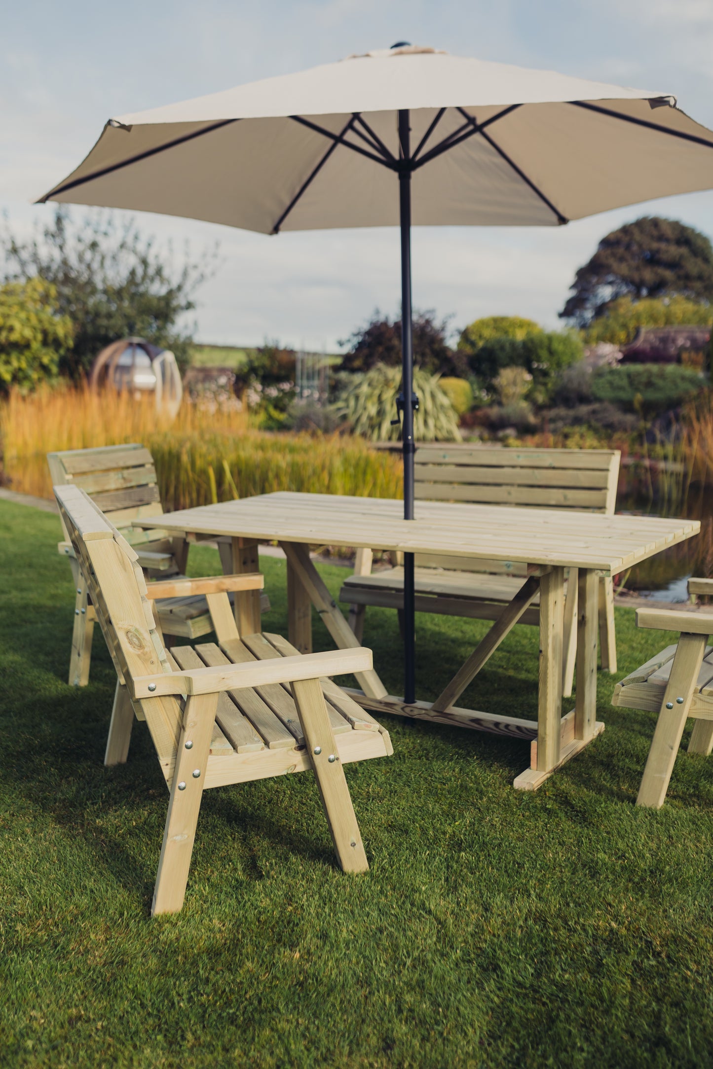 Jasmine Dining Set – 6 Seater with 2 Chairs & 2 Benches