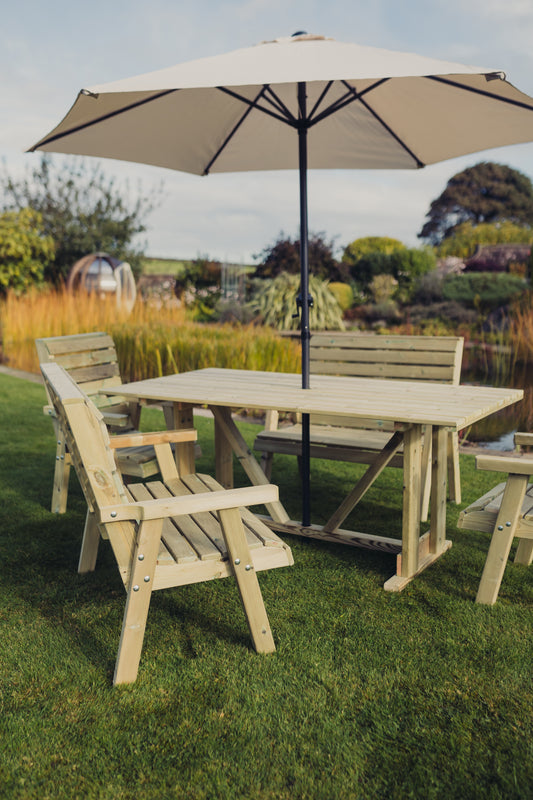 Jasmine Dining Set – 6 Seater with 2 Chairs & 2 Benches