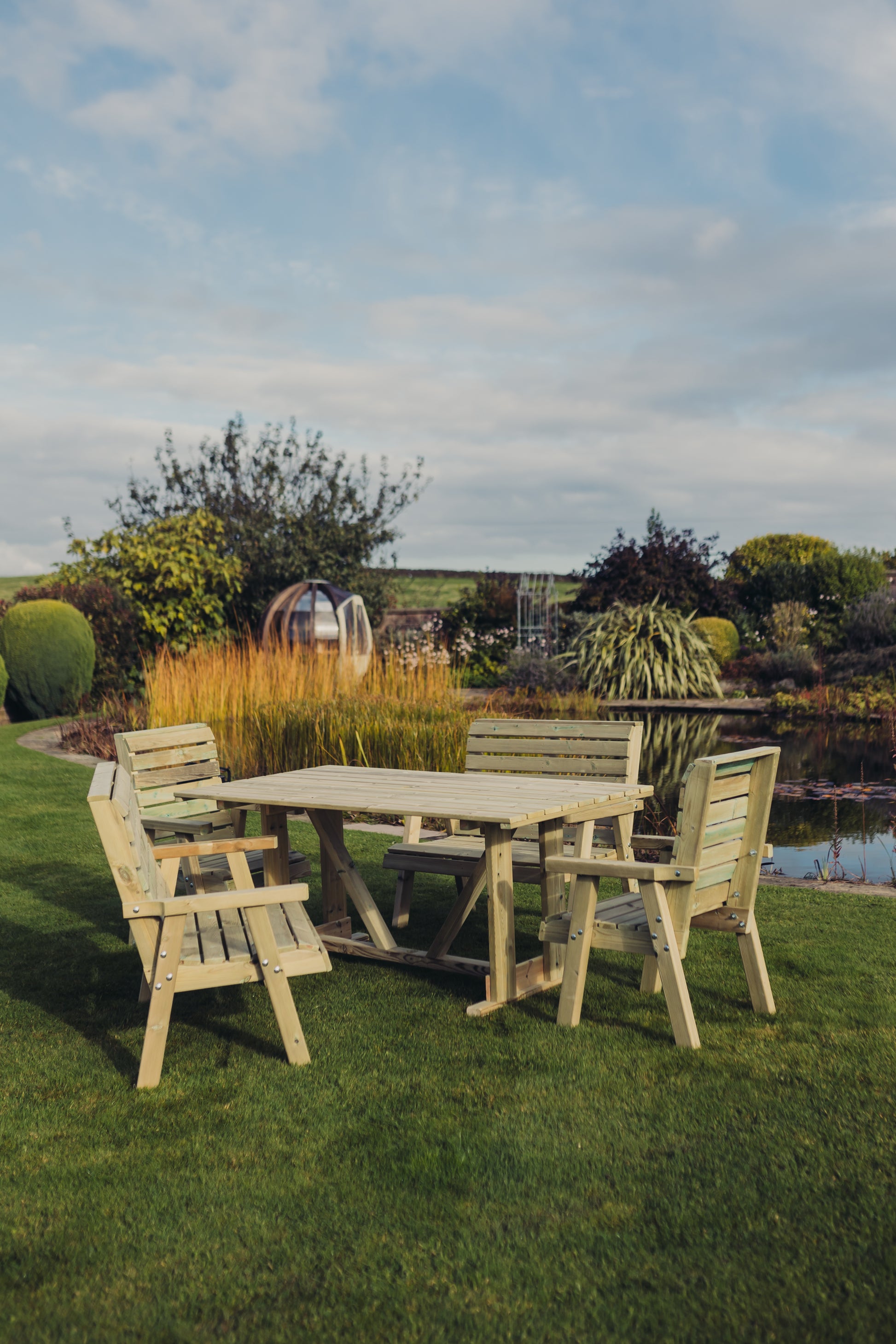 Jasmine Dining Set – 6 Seater with 2 Chairs & 2 Benches
